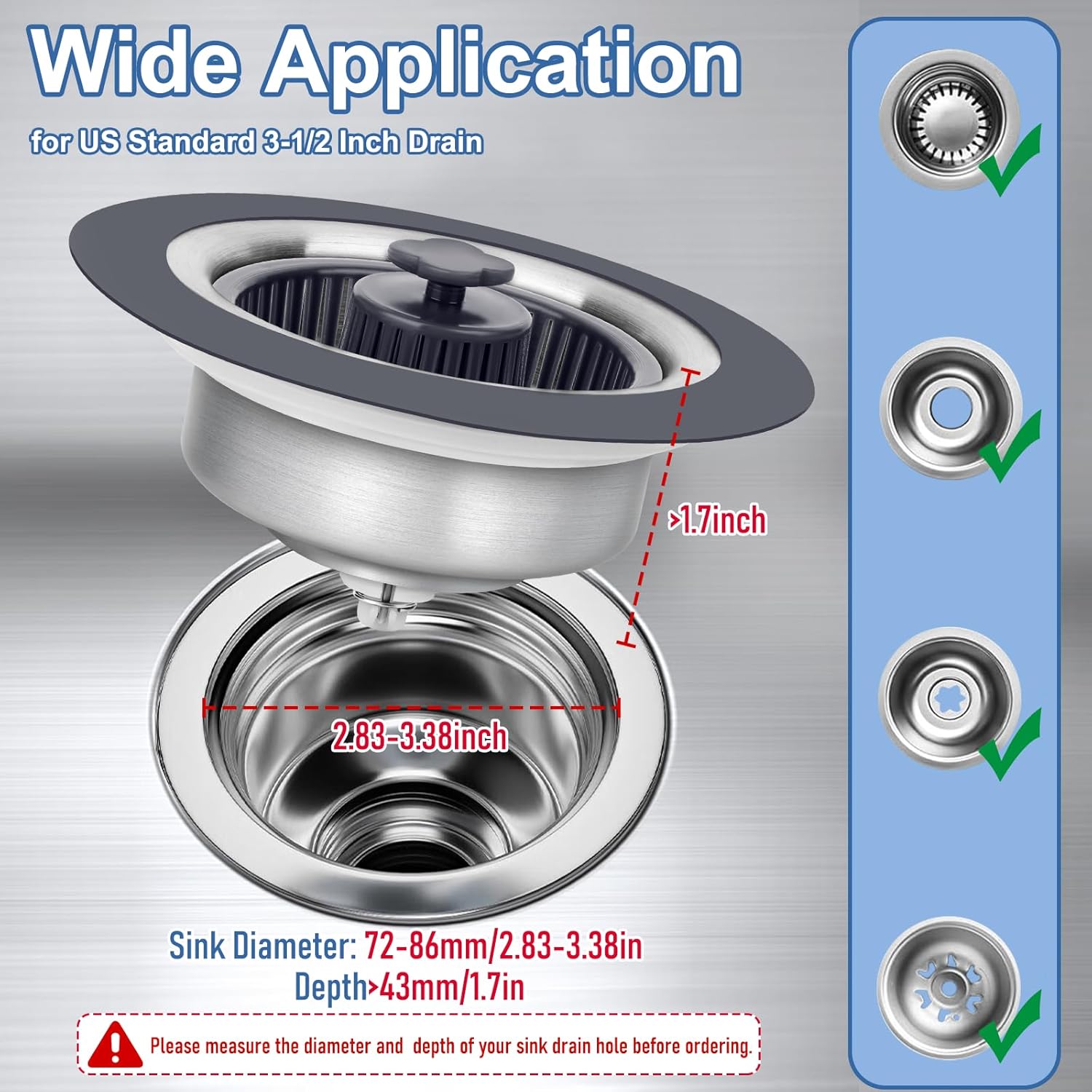 Semour 3 in 1 Kitchen Sink Drain Strainer Stopper 1