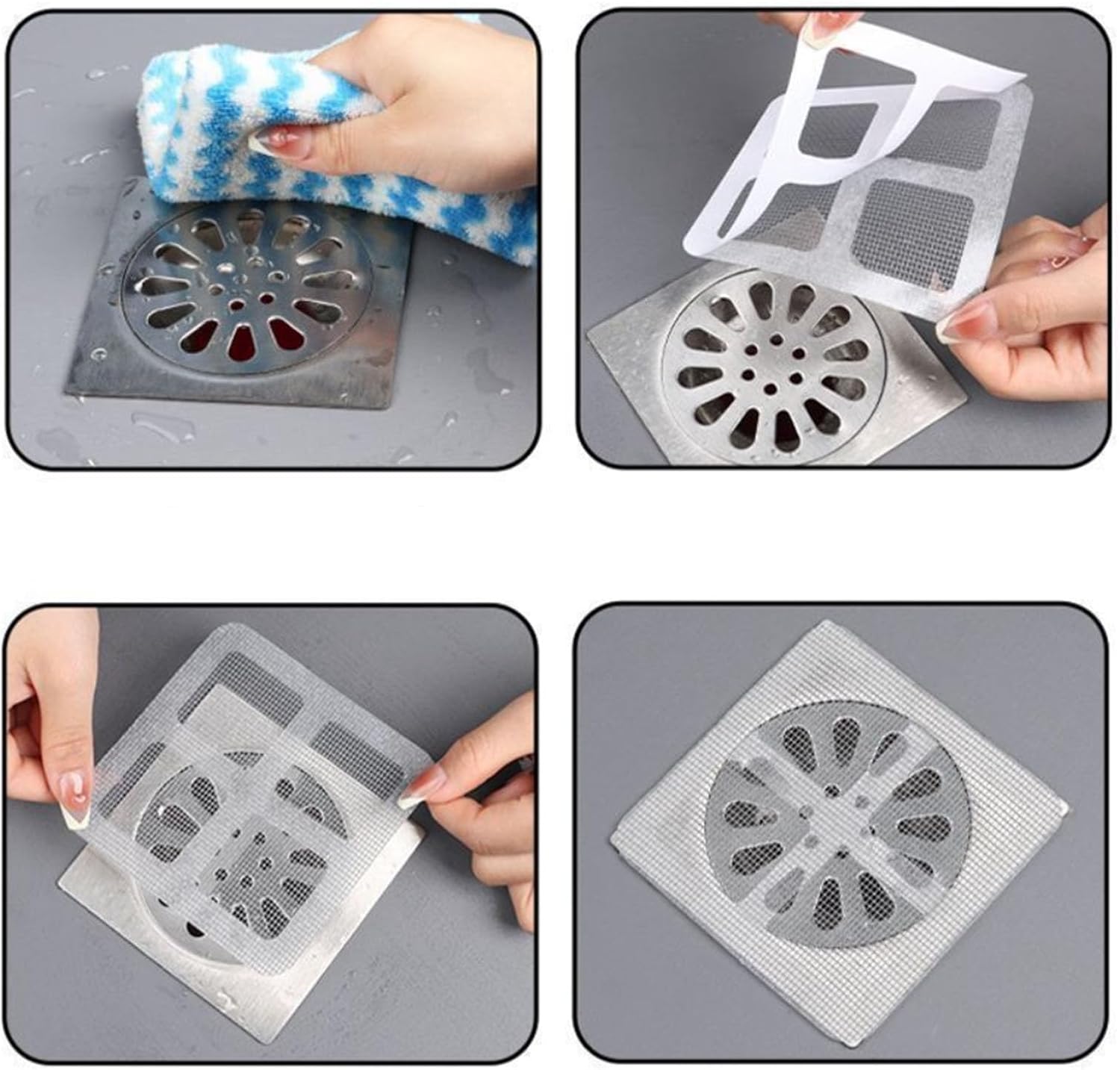 20PCS 4x4 Inch Shower Drain Hair Catcher Stickers Disposable Clogs Prevention