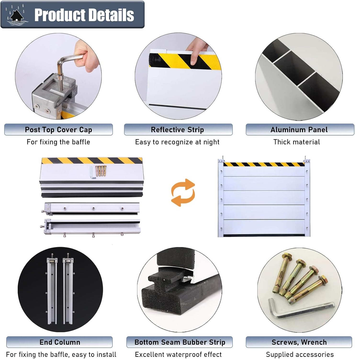 Flood Protection Barriers 39inch High Reusable for Garage Doors 1