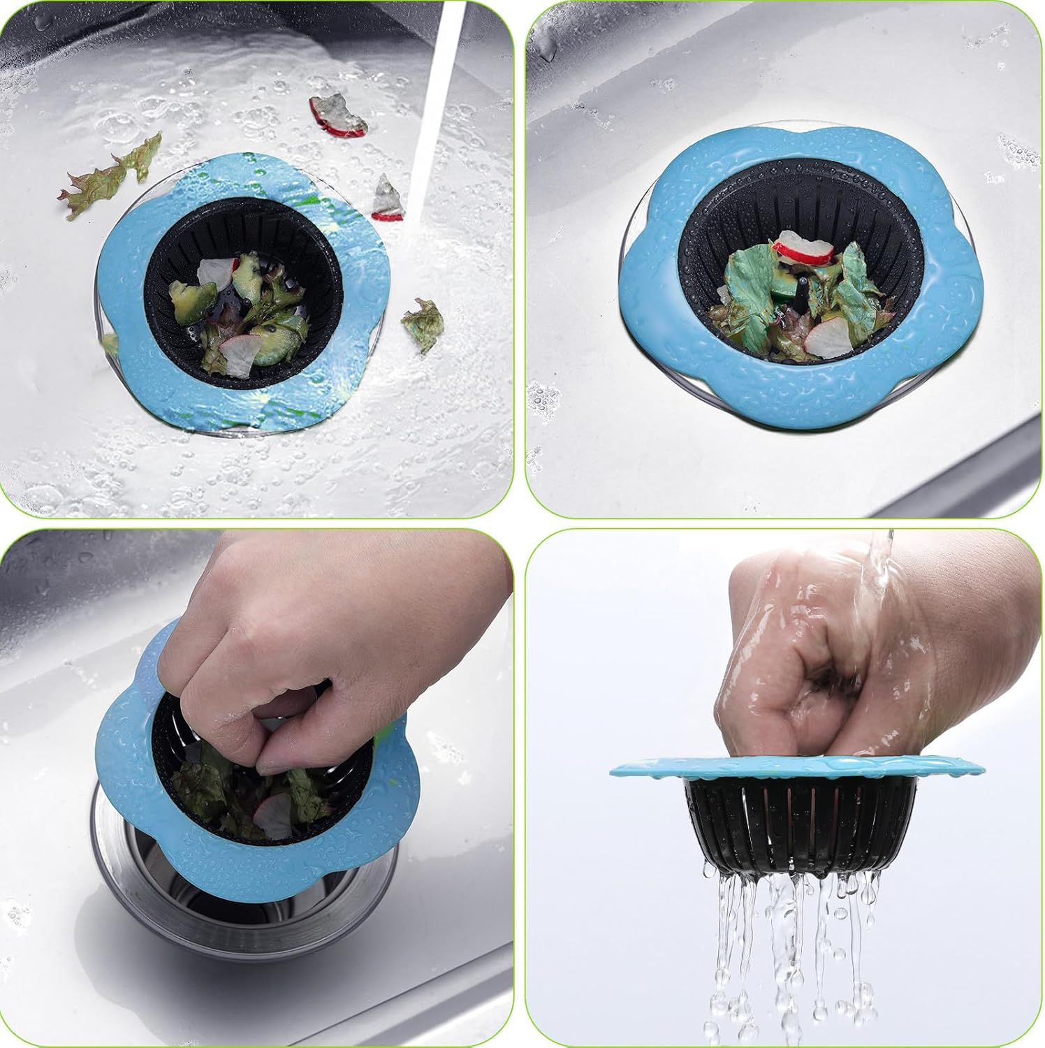 2 Pcs Kitchen Sink Strainer with Stain Resistant Design