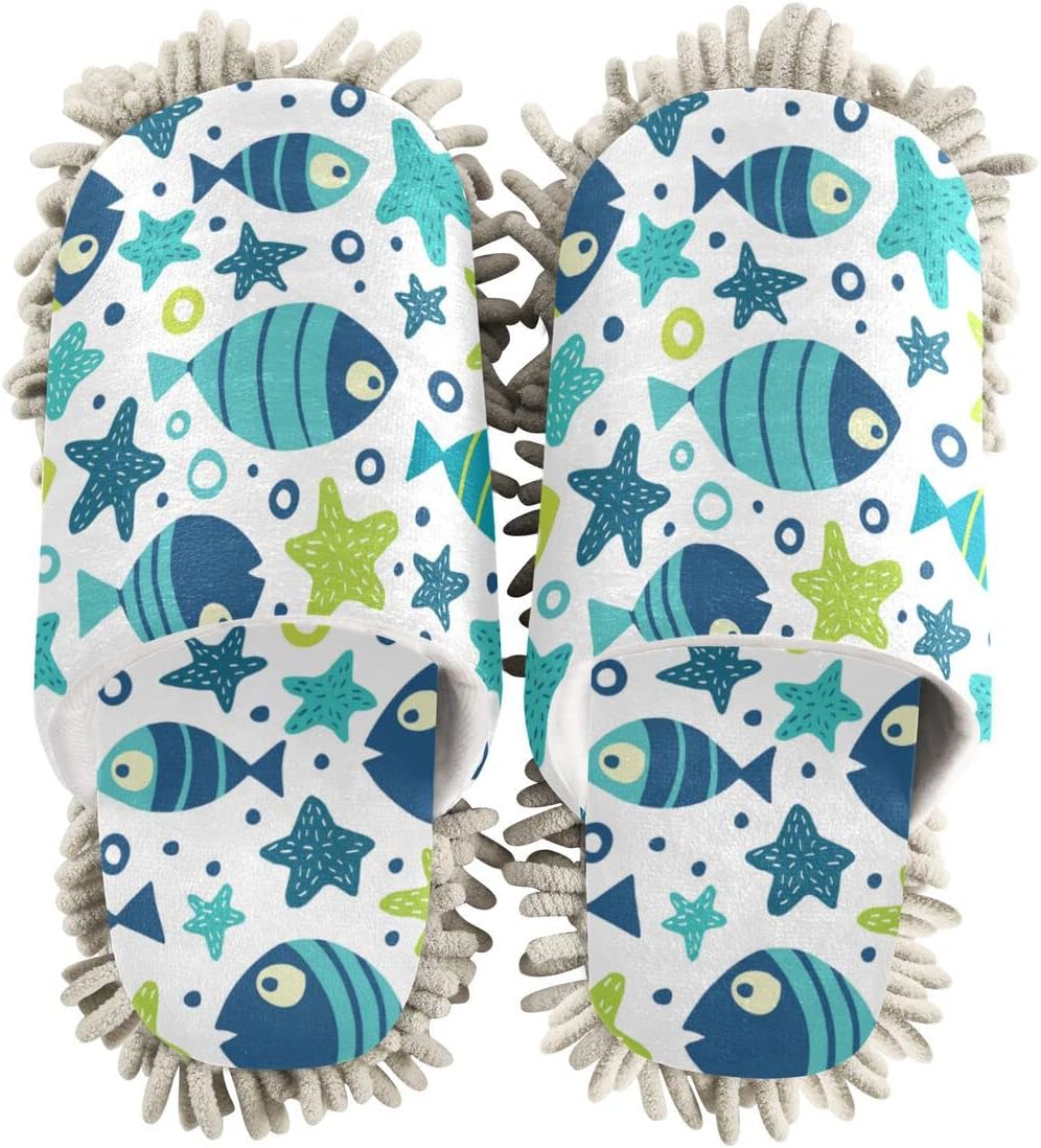DOMIKING Mopping Slippers with Microfiber Sole for Women Men