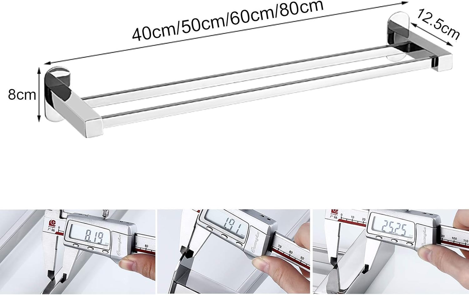BOCbco Stainless Steel Double Towel Bar 40Cm 1