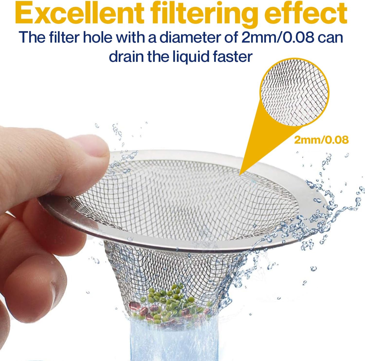 2-Pack Kitchen Bathroom Sink Drain Strainers - 275 2 Inch Hair Catcher Set