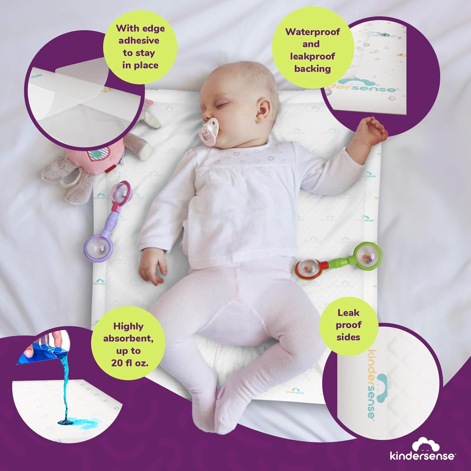 KinderSense Ultra Absorbent Bed Pads 36 x 30 In - Leakproof Discreet