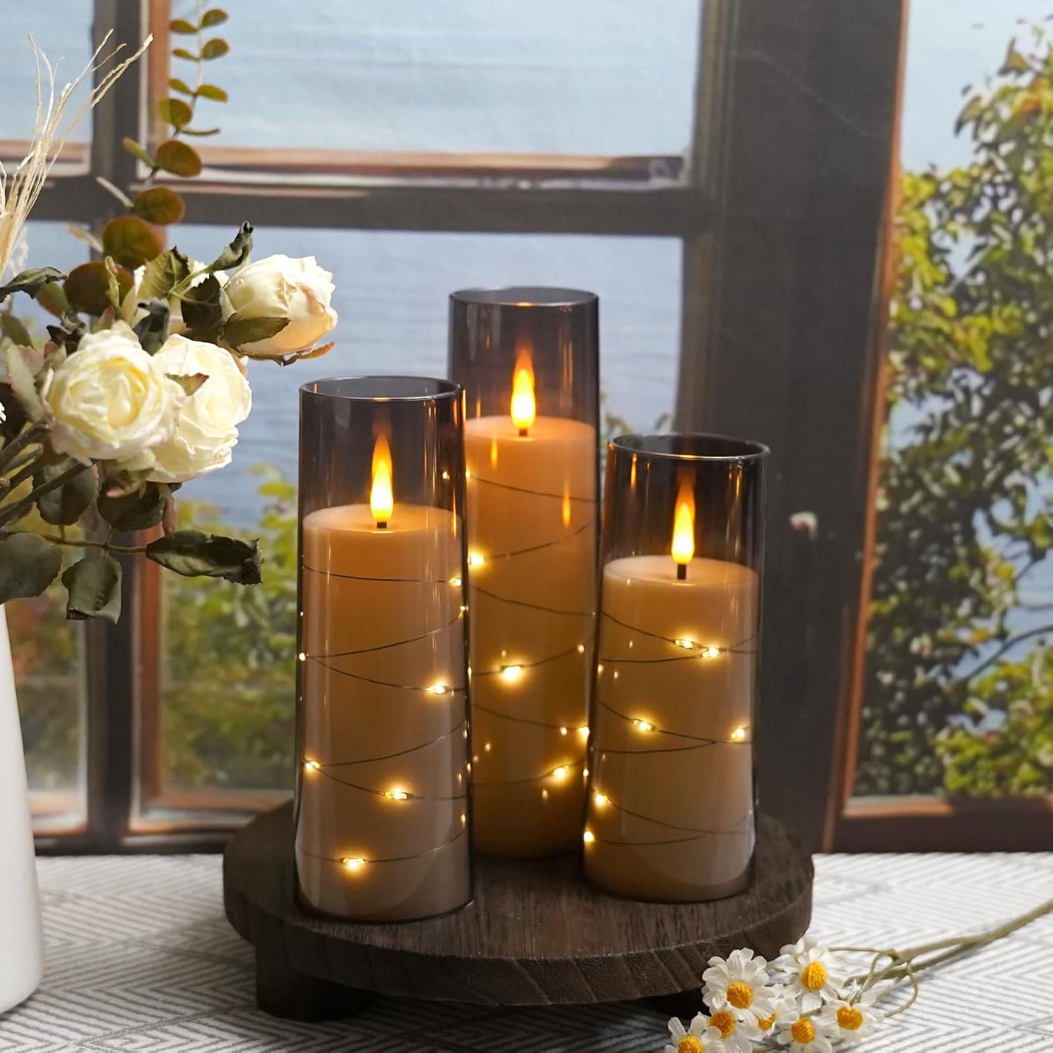 kakoya Flameless LED Candles with Timer 9pcs Grey