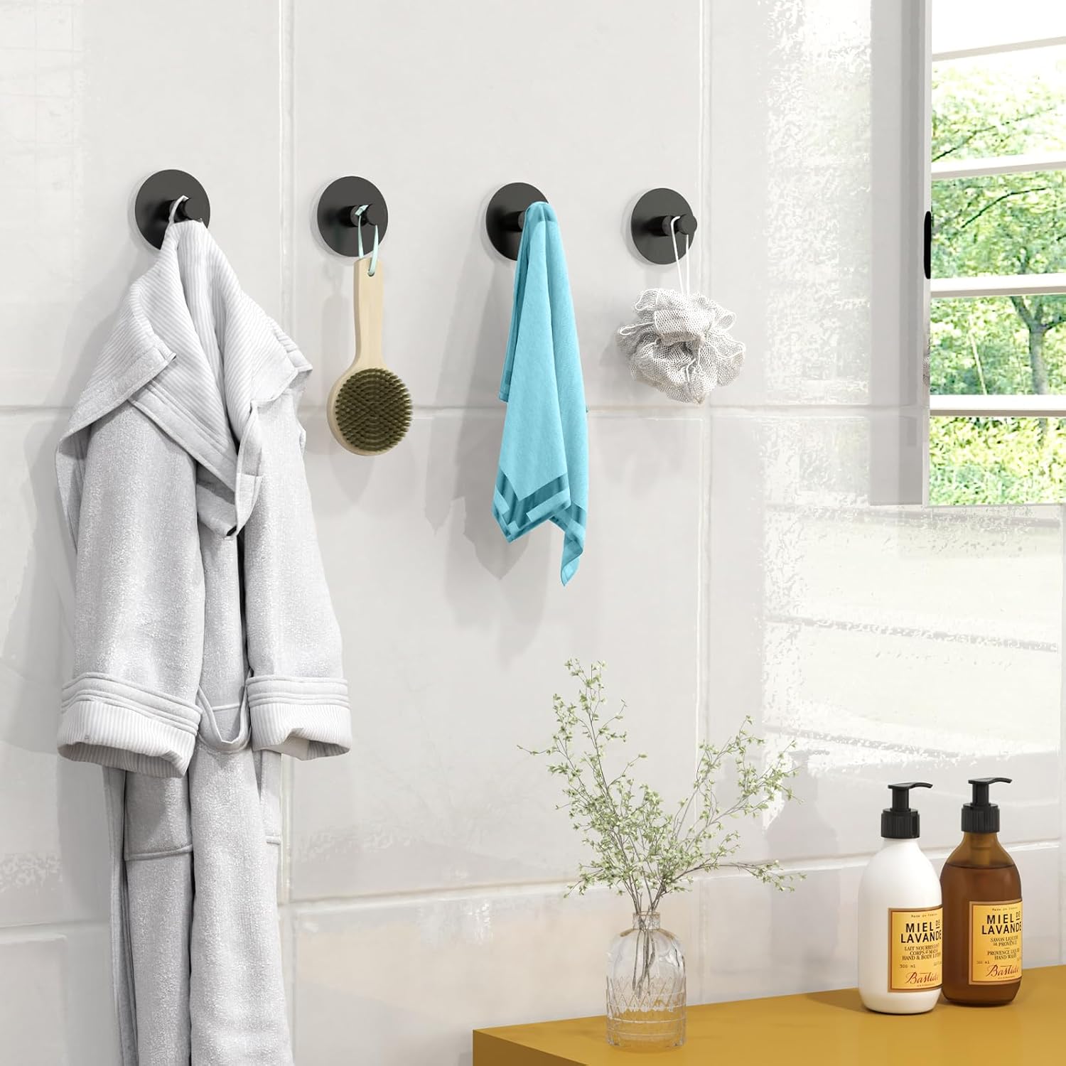 STWWO Adhesive Hooks 4PCS No Damage for Walls