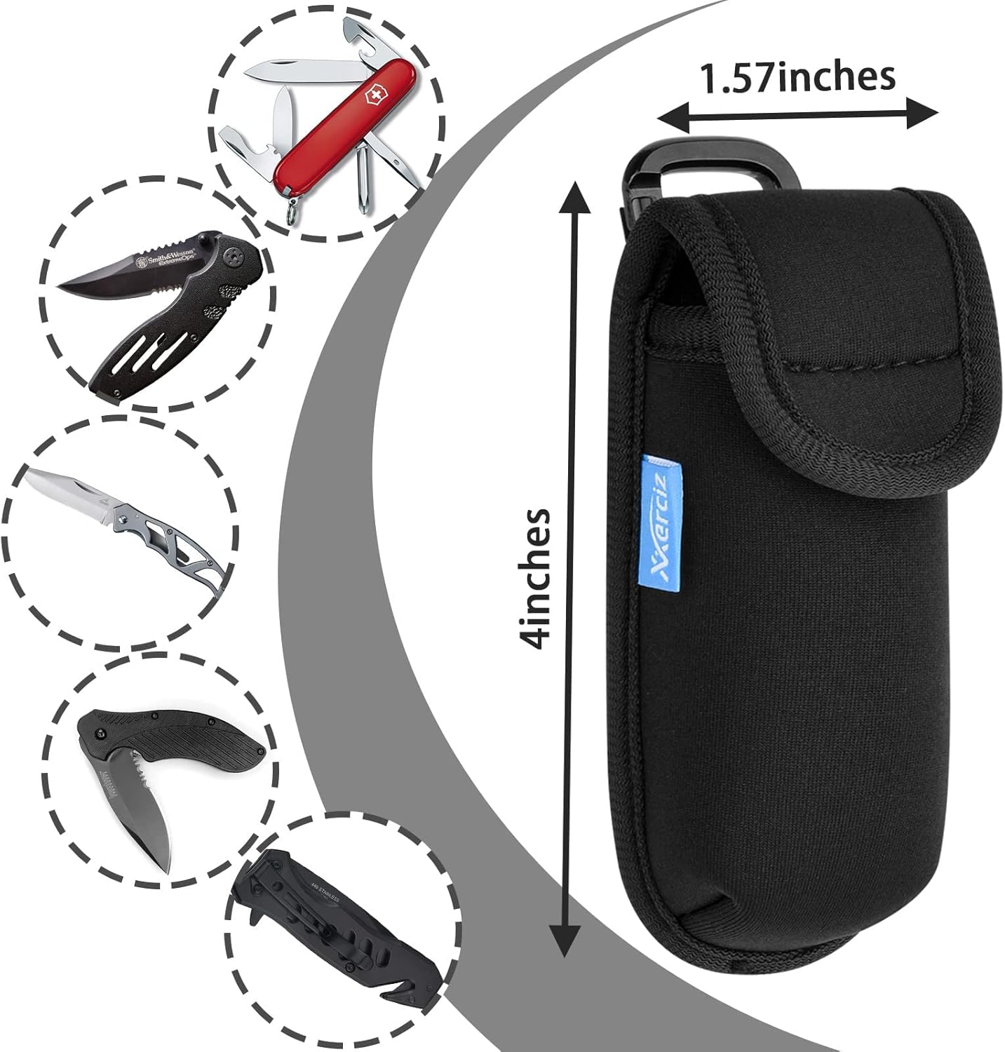 Xxerciz 4 Inch Pocket Knife Sheath with Carabiner
