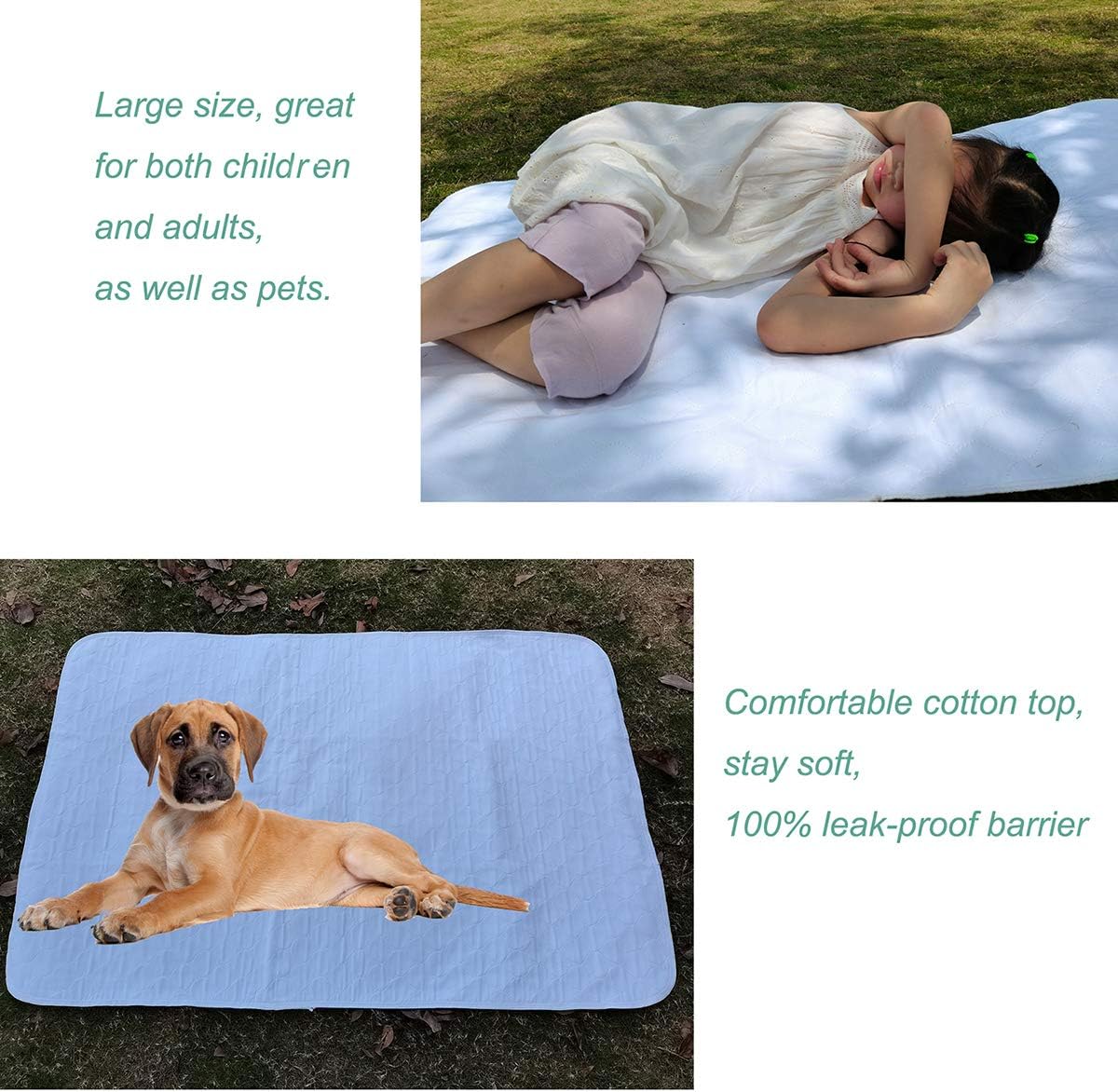 Careboree Reusable Cotton Bed Pad 34X52 2-Pack Underpad for Mattress