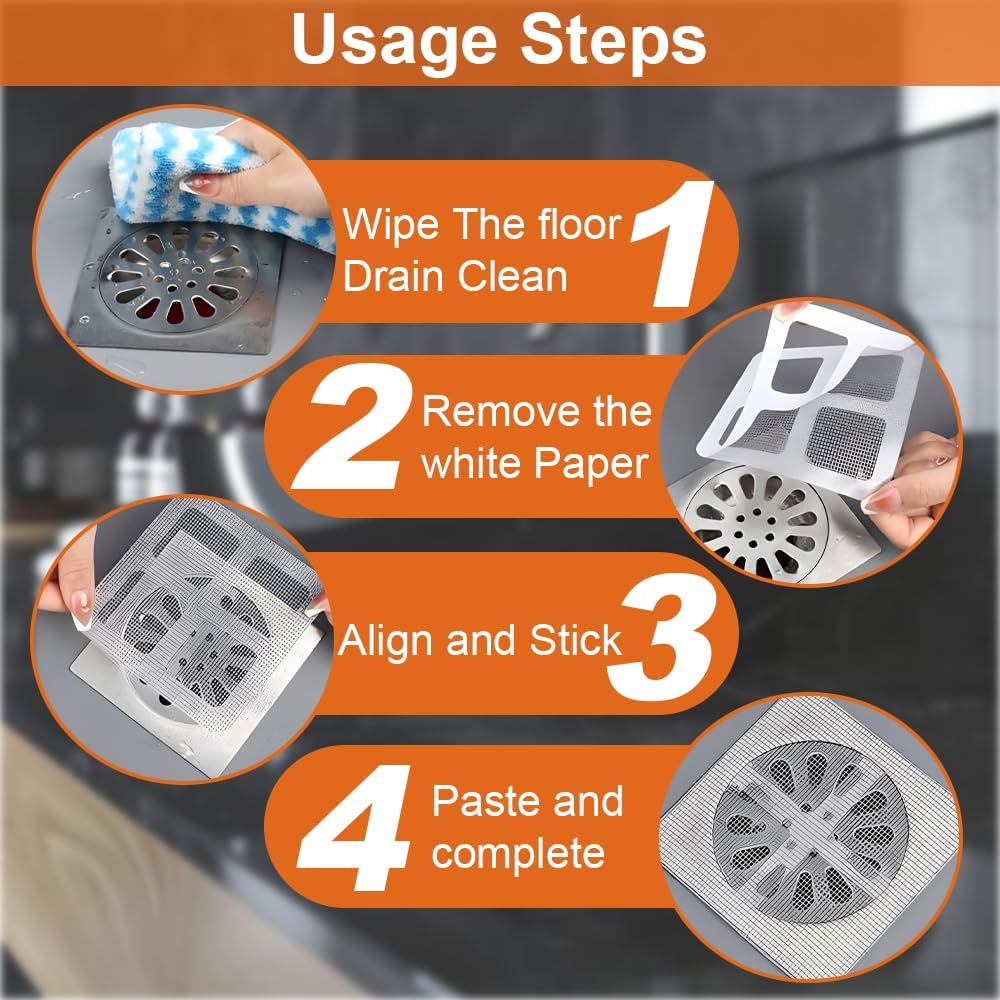 Disposable Hair Drain Stickers 10-Pack Shower and Sink Hair Catcher