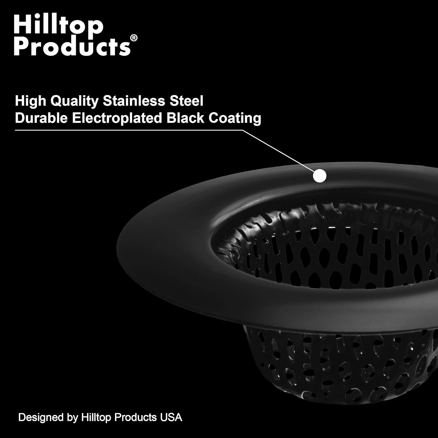Hilltop Products 2 Pack Black Sink Strainer