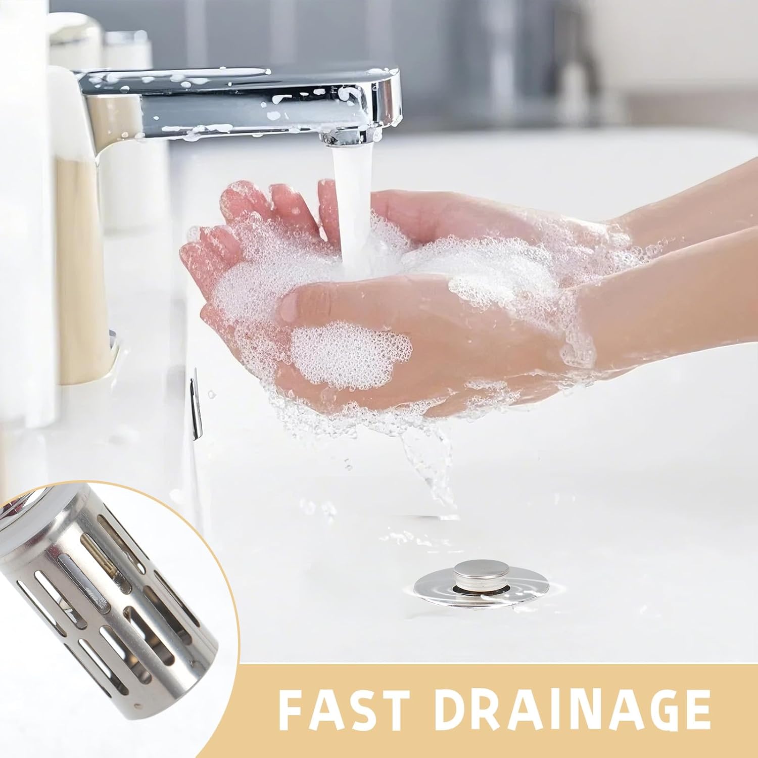 Universal Stainless Steel Sink Stopper with Hair Strainer