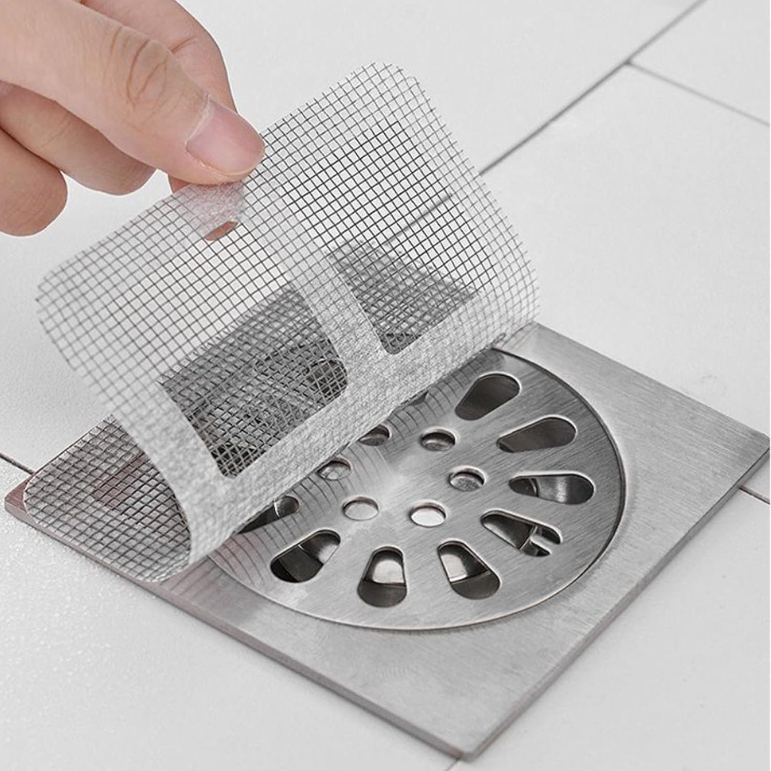 20PCS 4x4 Inch Shower Drain Hair Catcher Stickers Disposable Clogs Prevention