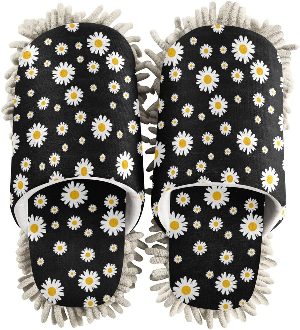 DOMIKING Daisy Flowers Mop Slippers for Women 1