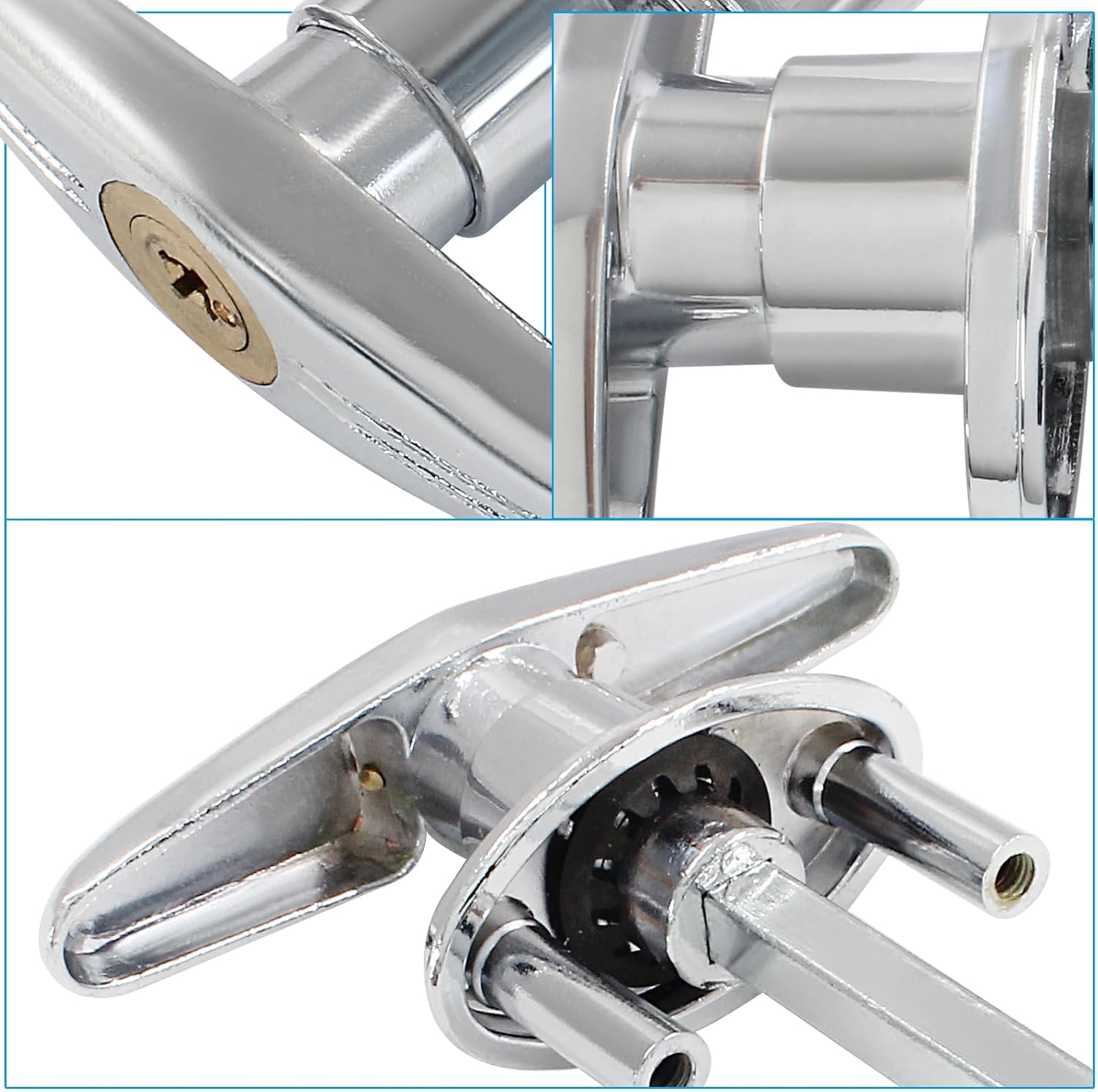 2 Pack Garage Door T-Handle Lock with 8 Keys Silver 1