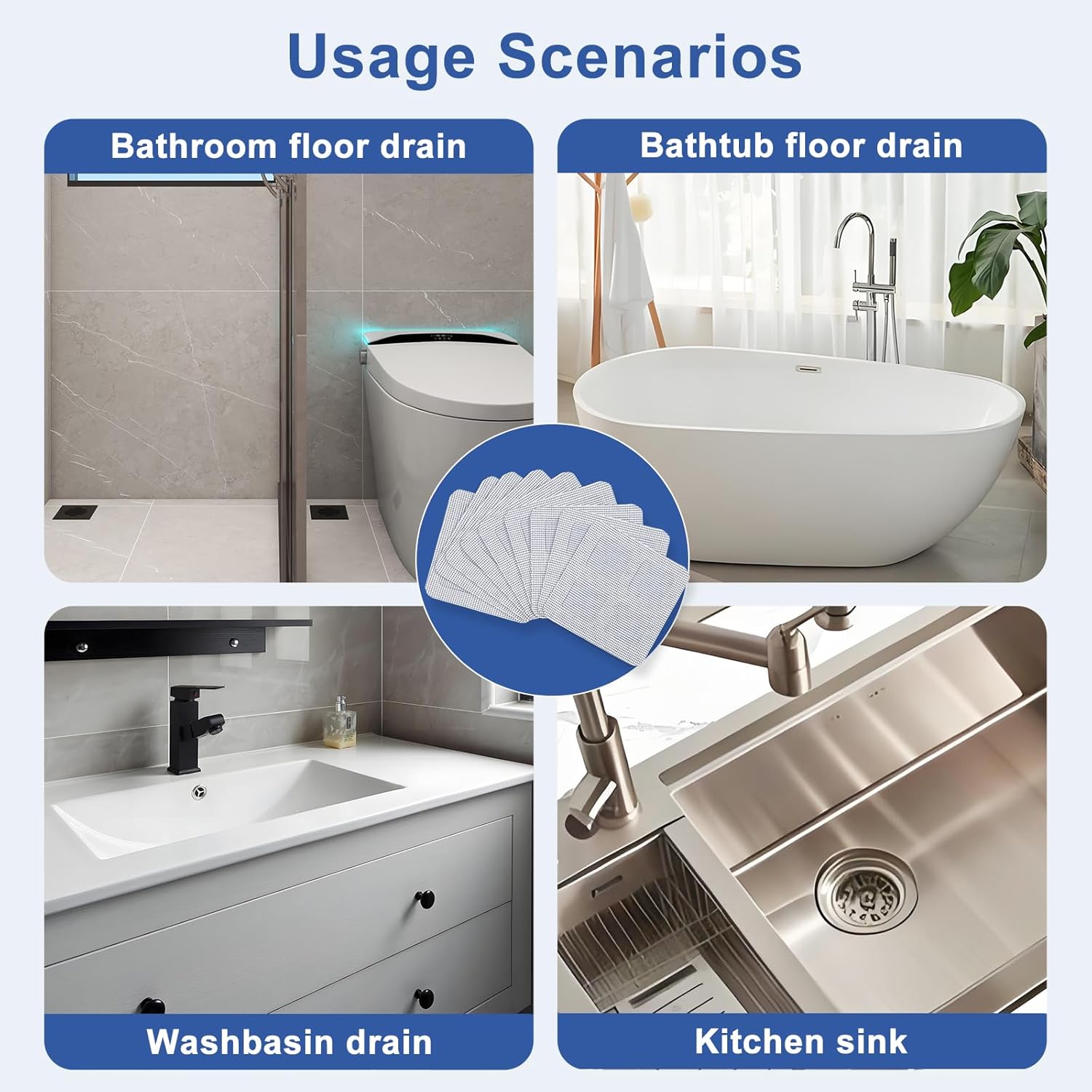 PASAGLU 4 x 4 Disposable Shower Drain Hair Catcher