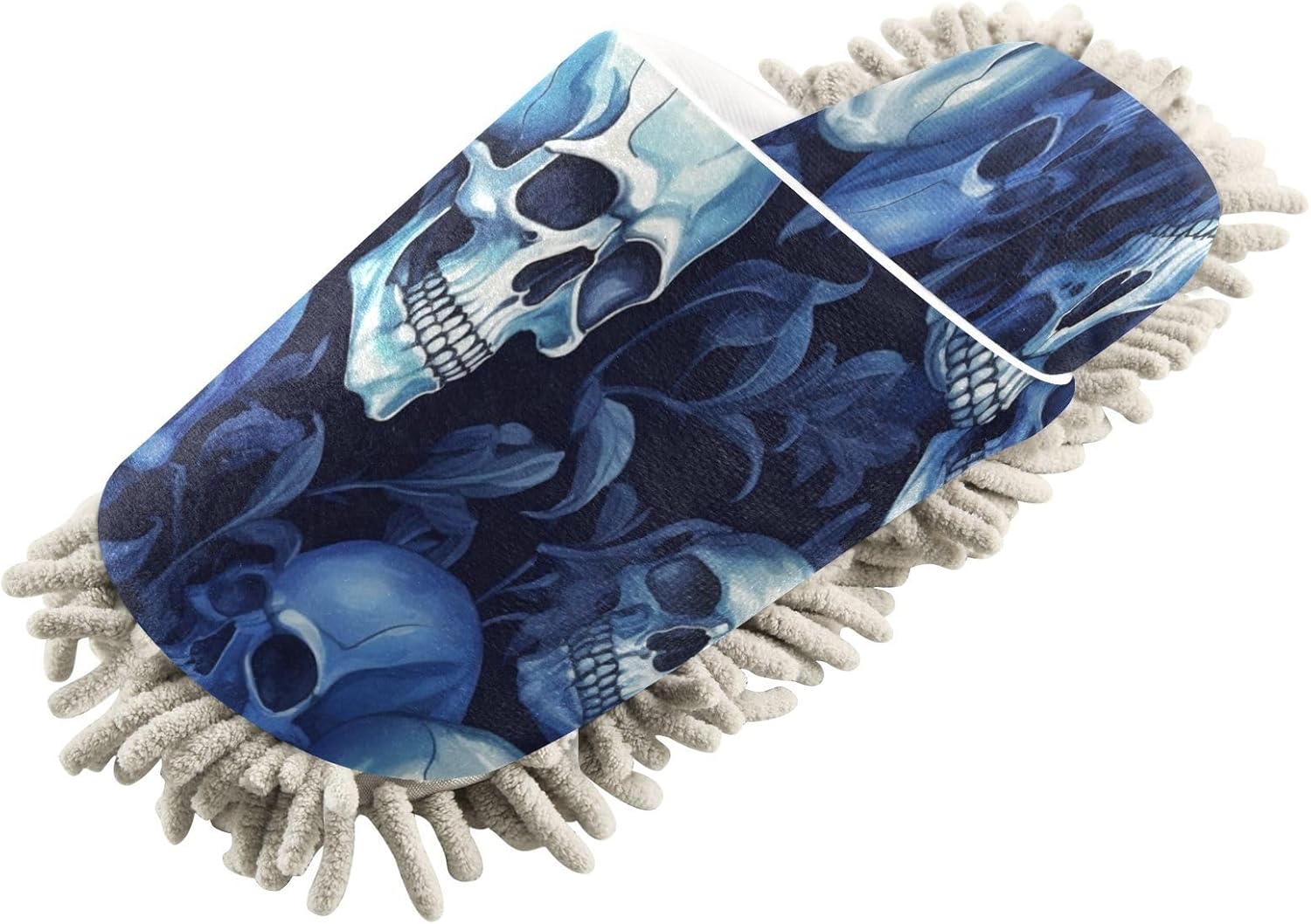 Zhirexin Blue Skull Microfiber Mopping Slippers