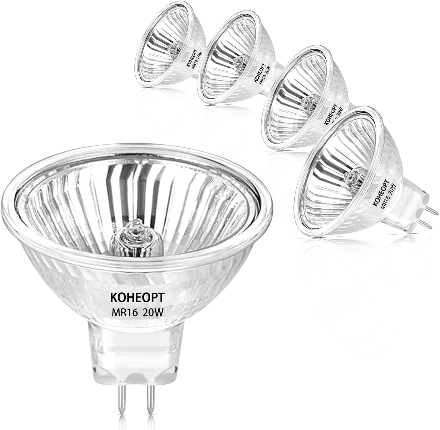 KOHEOPT MR16 20W Halogen Bulbs 4 Pack 12V Durable GU53 Base