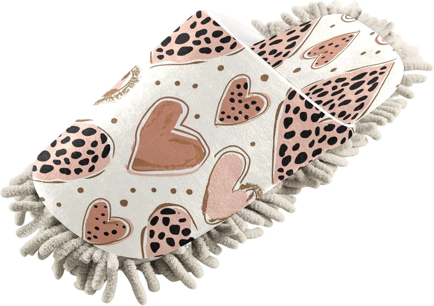 Zhirexin Brown Heart Mop Slippers for Men Women