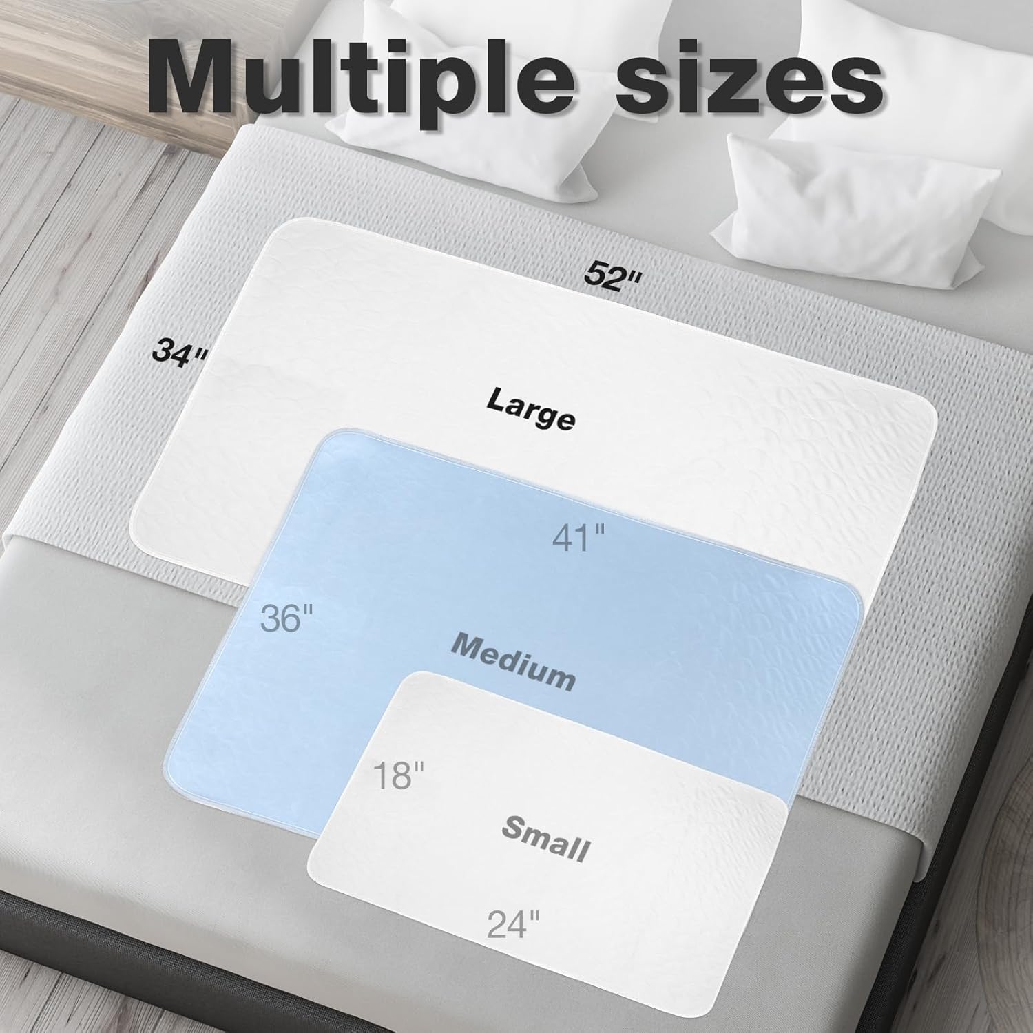SOLOSHINE Washable Waterproof Bed Pads 34x52 2 Pack