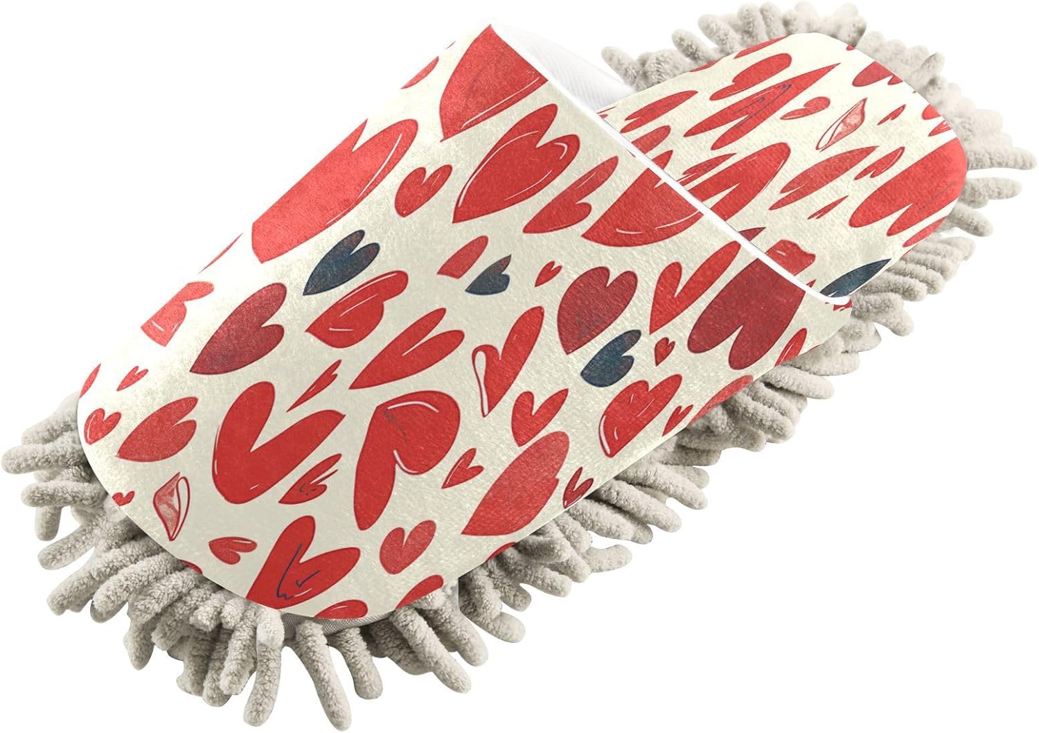 Zhirexin Cartoon Red Heart Microfiber Mop Slippers for Men Women
