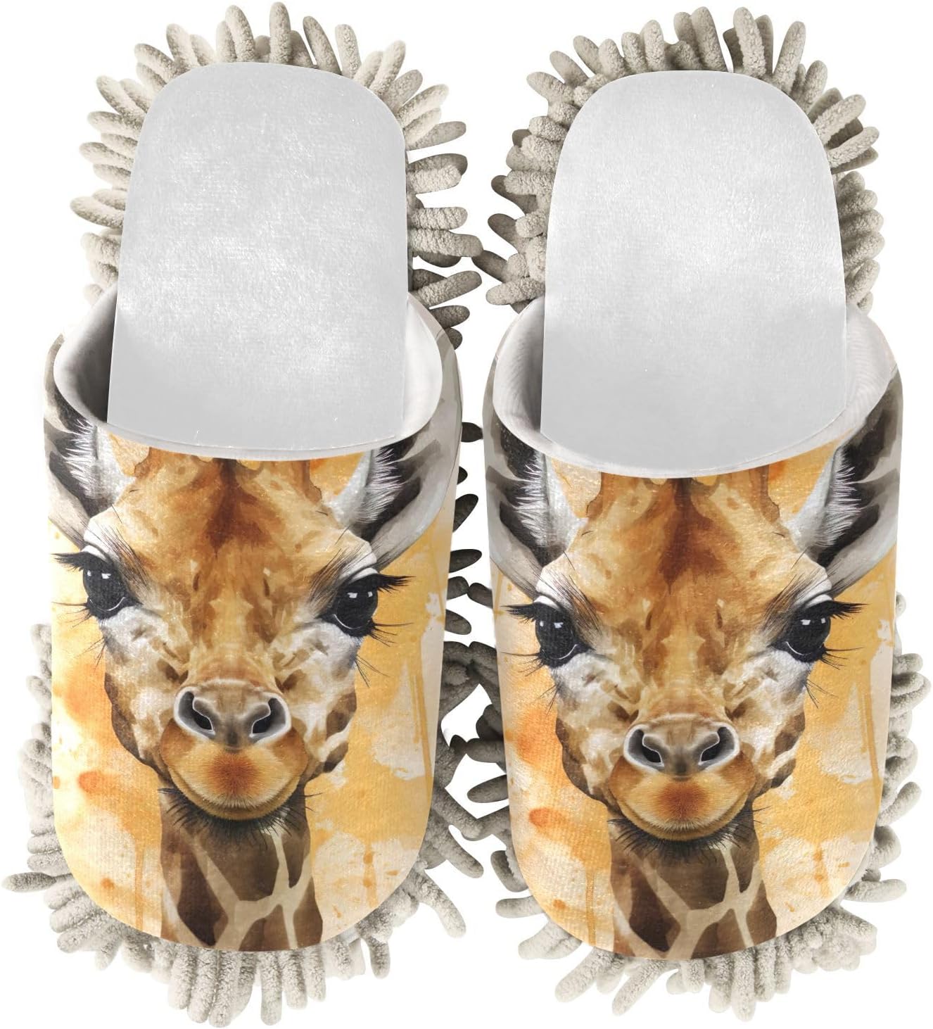 RunningBear White Giraffe Mop Slippers for Home Office