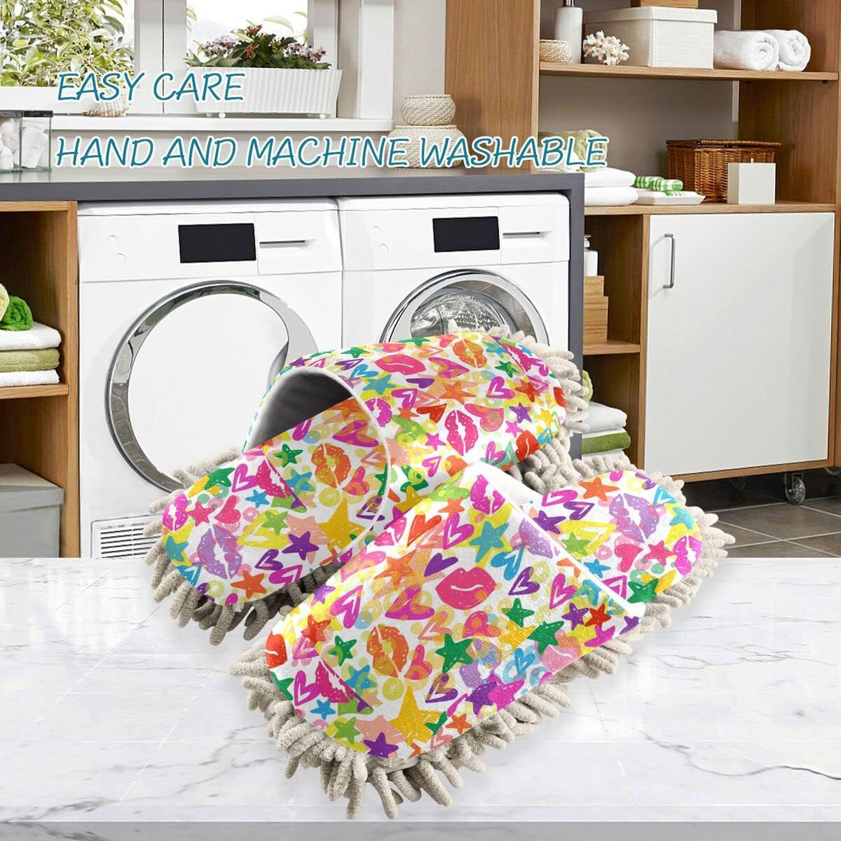 DOMIKING Mop Slippers with Microfiber Sole for Cleaning