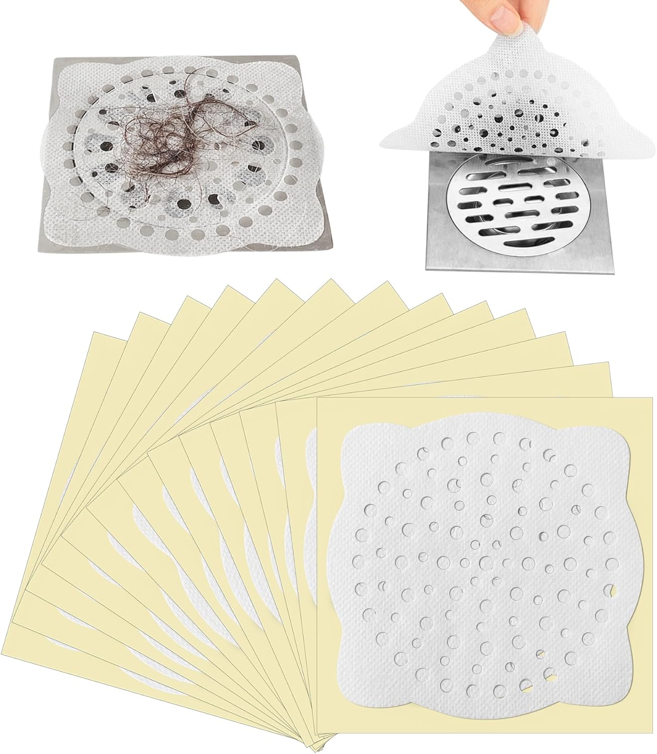 GoodUping 30 PCS 4x4 Disposable Drain Hair Catcher