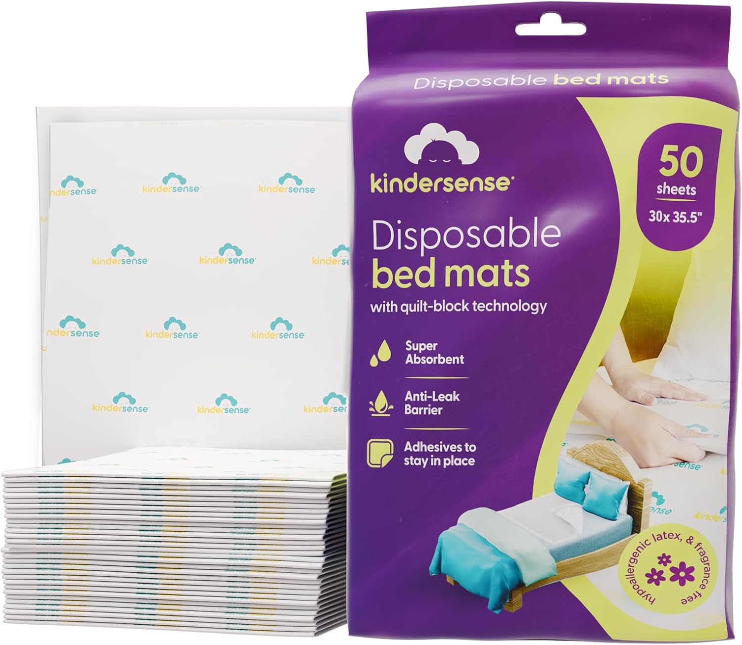 KinderSense Ultra Absorbent Bed Pads 36 x 30 In - Leakproof Discreet