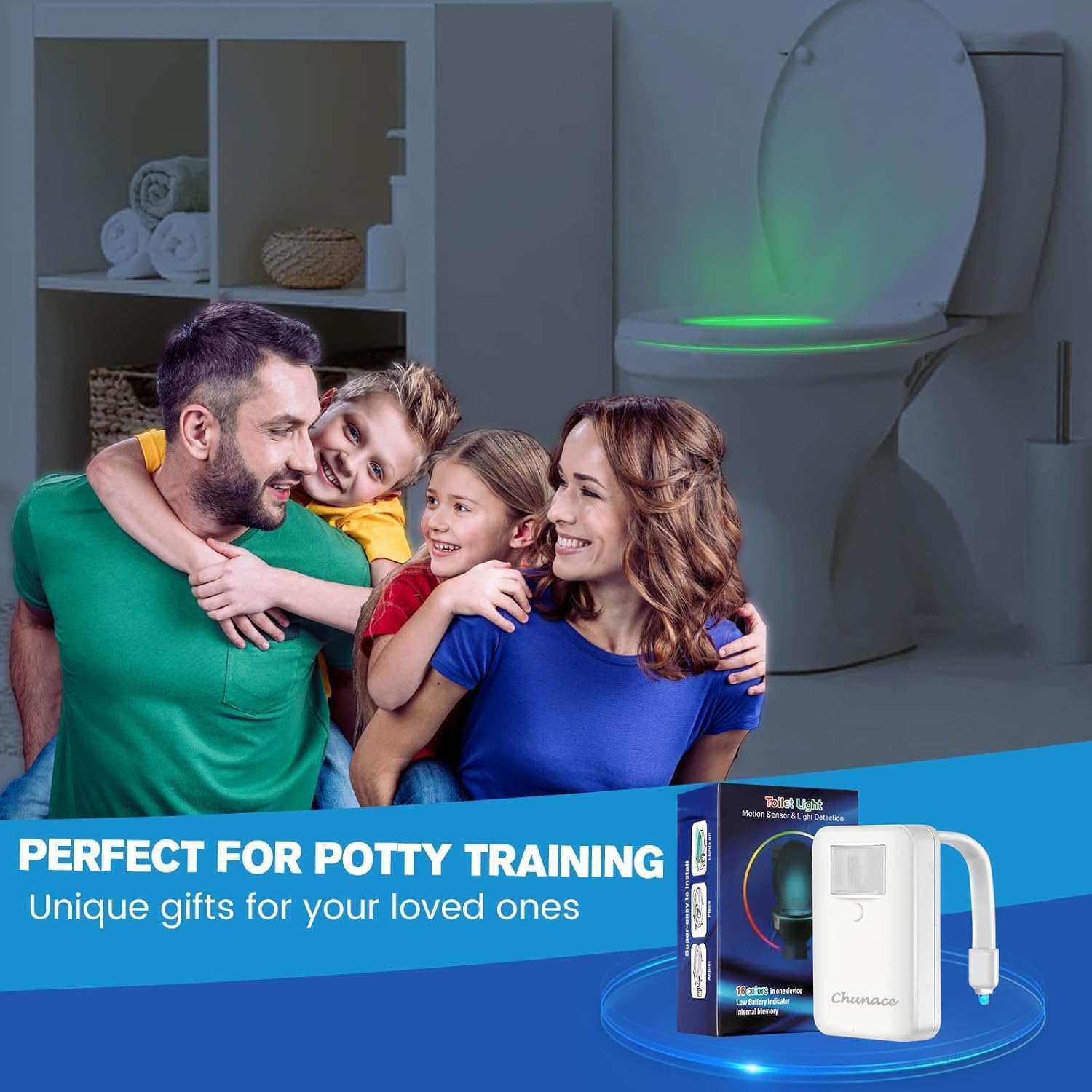 Chunace Toilet Bowl Night Light with Motion Sensor 1