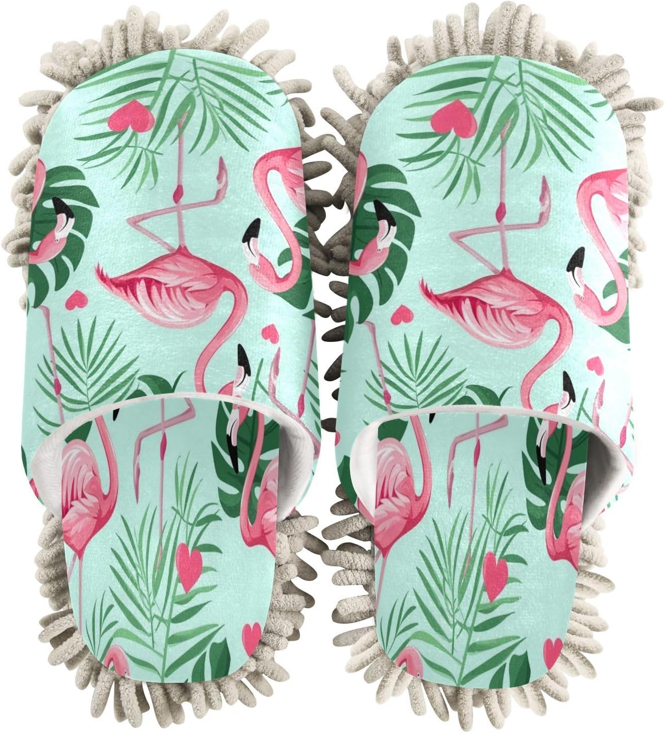 Zhirexin Flamingo Cleaning Slippers Mop Shoes