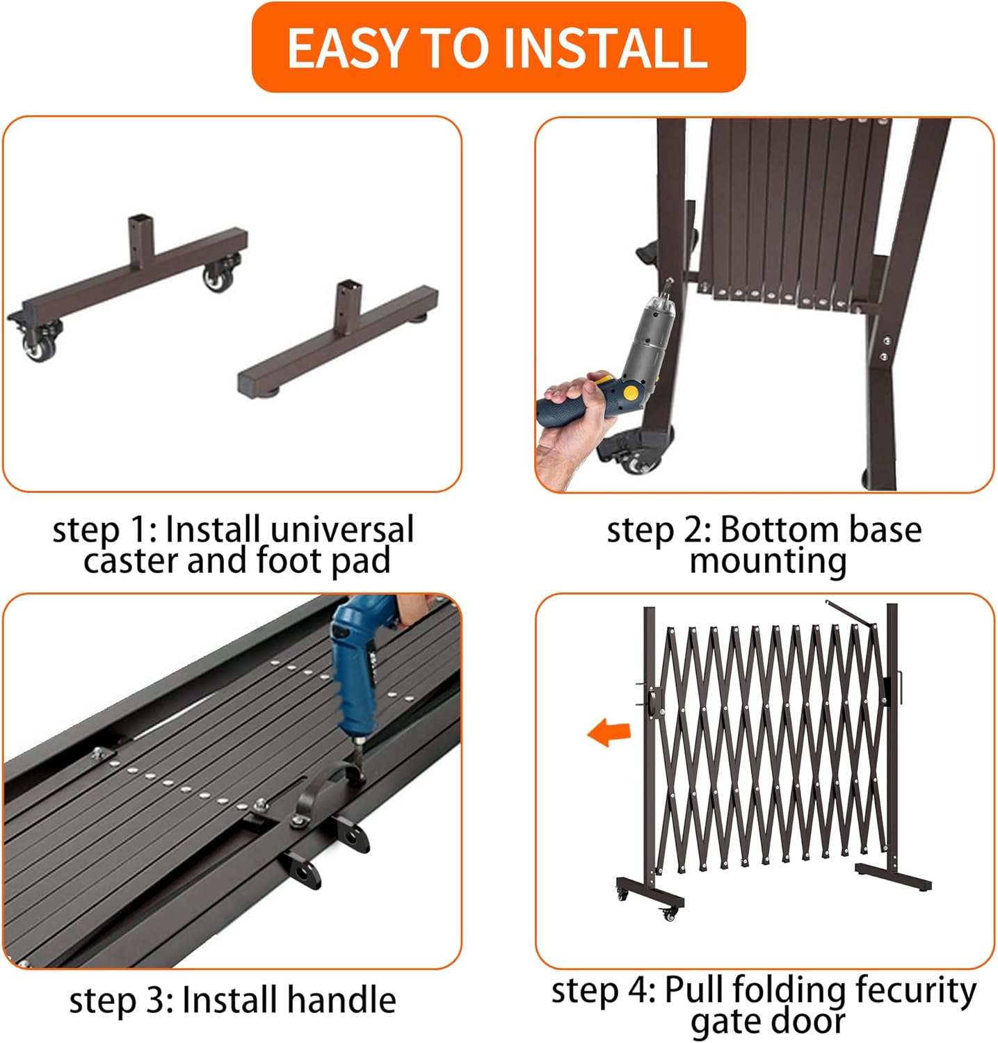 MOOITZ Folding Security Gate 130 x 406 Portable Barricade with Casters