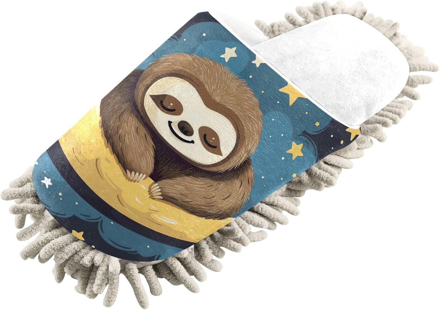 RunningBear White Sloth Mop Slippers for Easy Floor Cleaning