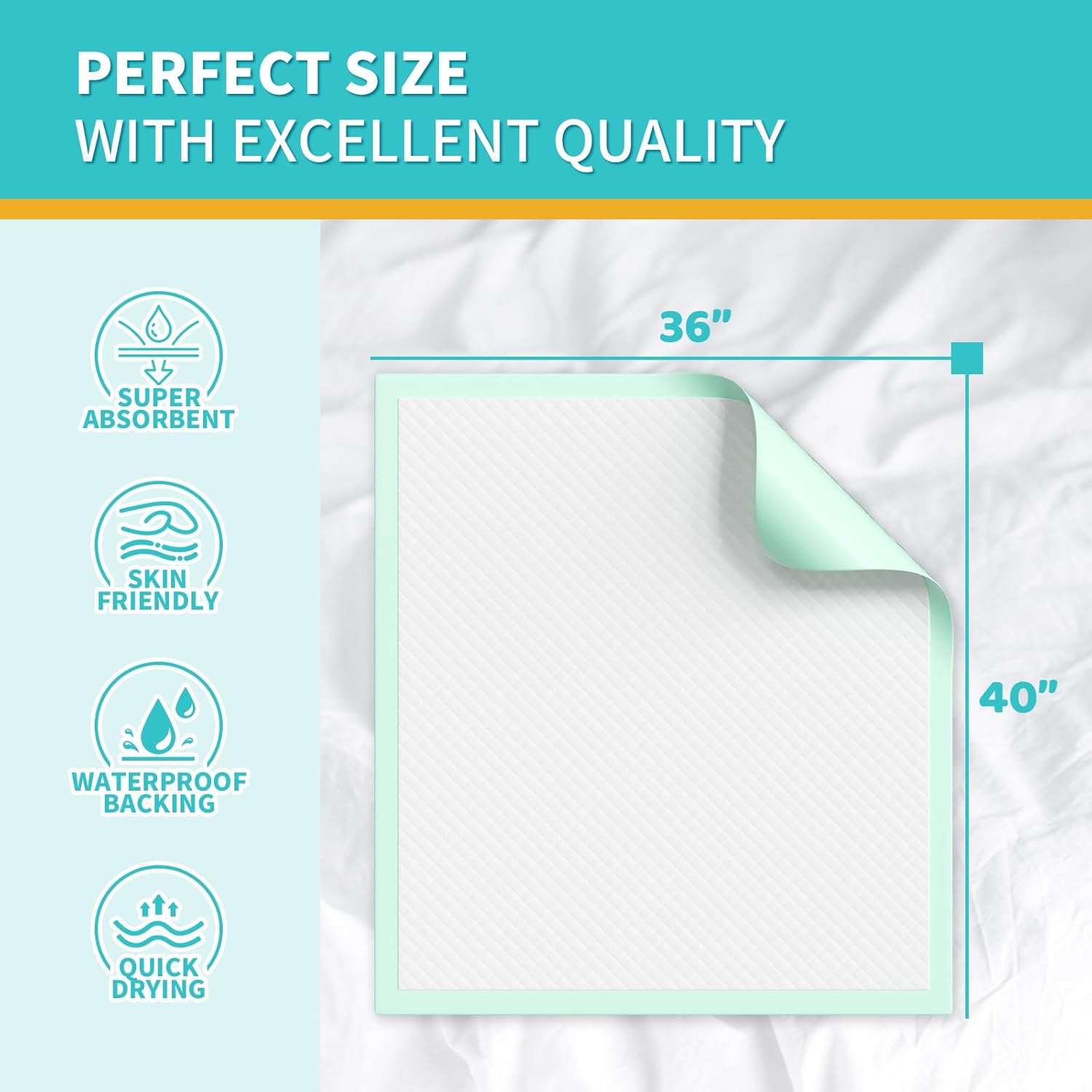 MILDPLUS Extra Large Disposable Bed Pads 40X36