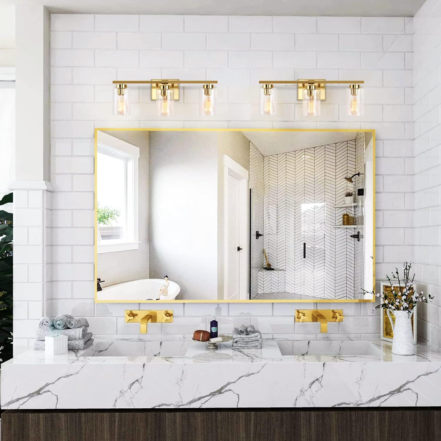KOSTOMO 3 Light Gold Brass Vanity Light Wall Sconce 1