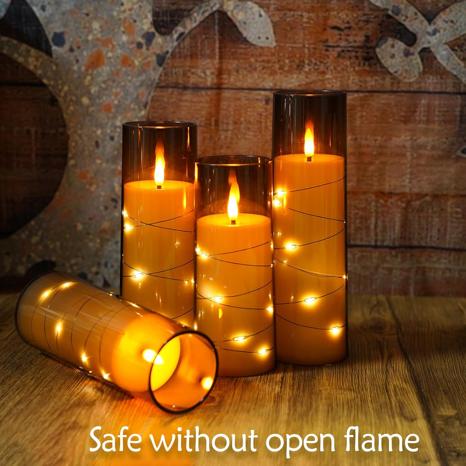 Eebuss Flameless Candles with Star String Set of 7