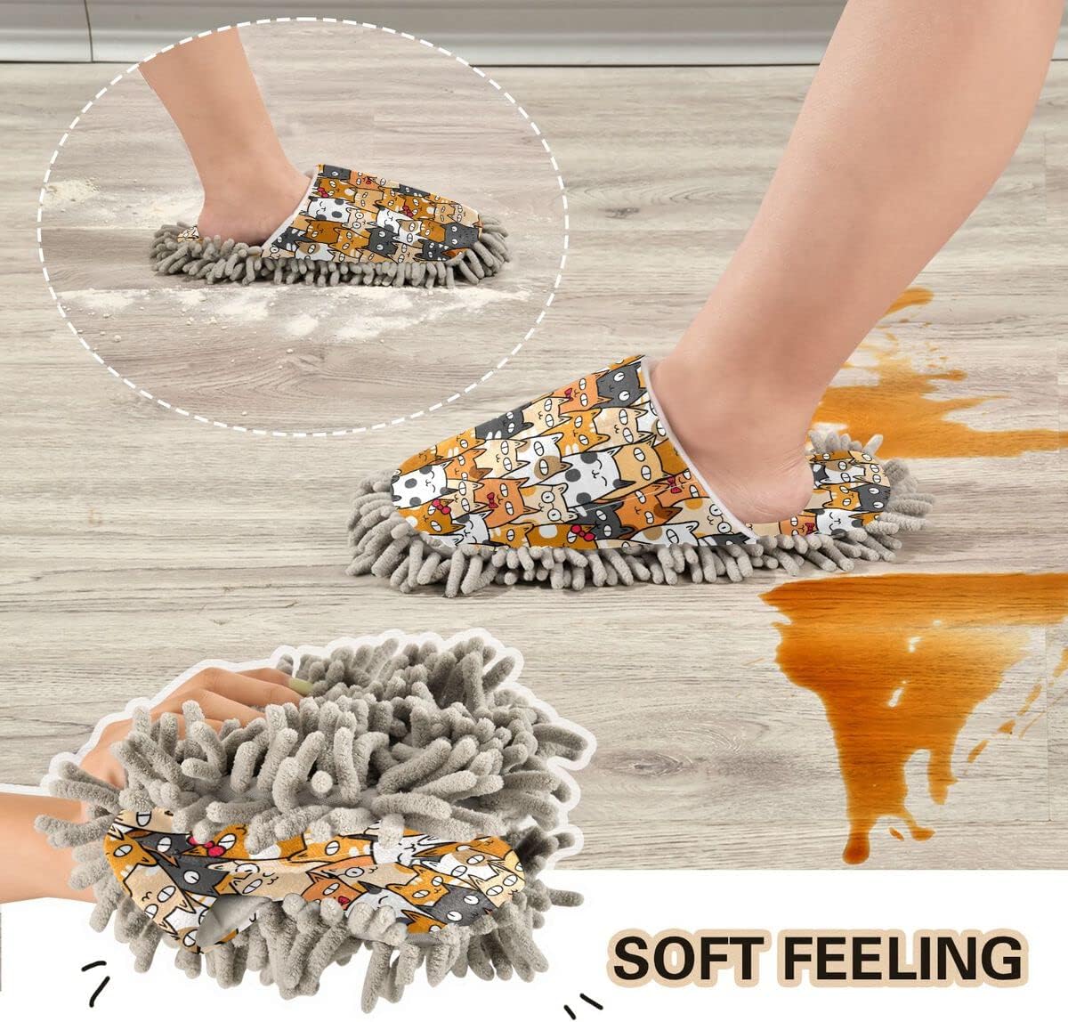 DOMIKING Mop Slippers for Floor Cleaning with Microfiber Sole