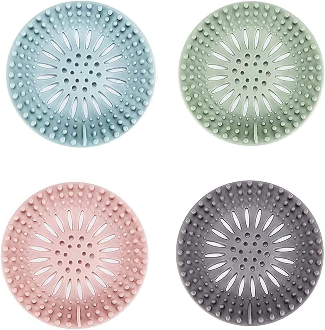 Durable Silicone Hair Catcher 4Pcs for Shower and Kitchen Drain