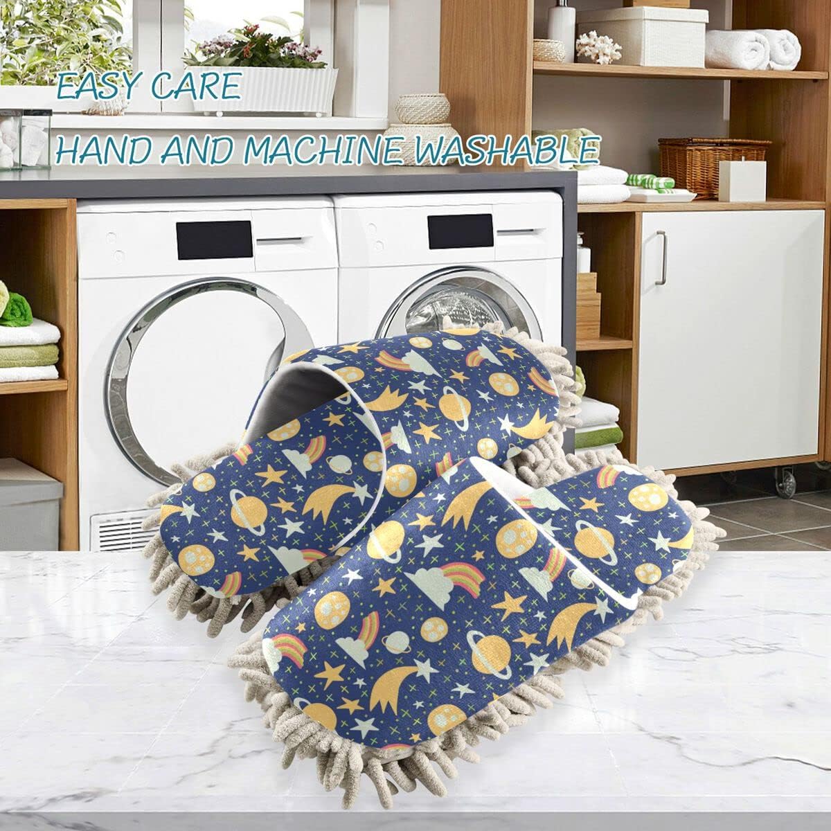 DOMIKING Mop House Slippers with Microfiber Sole