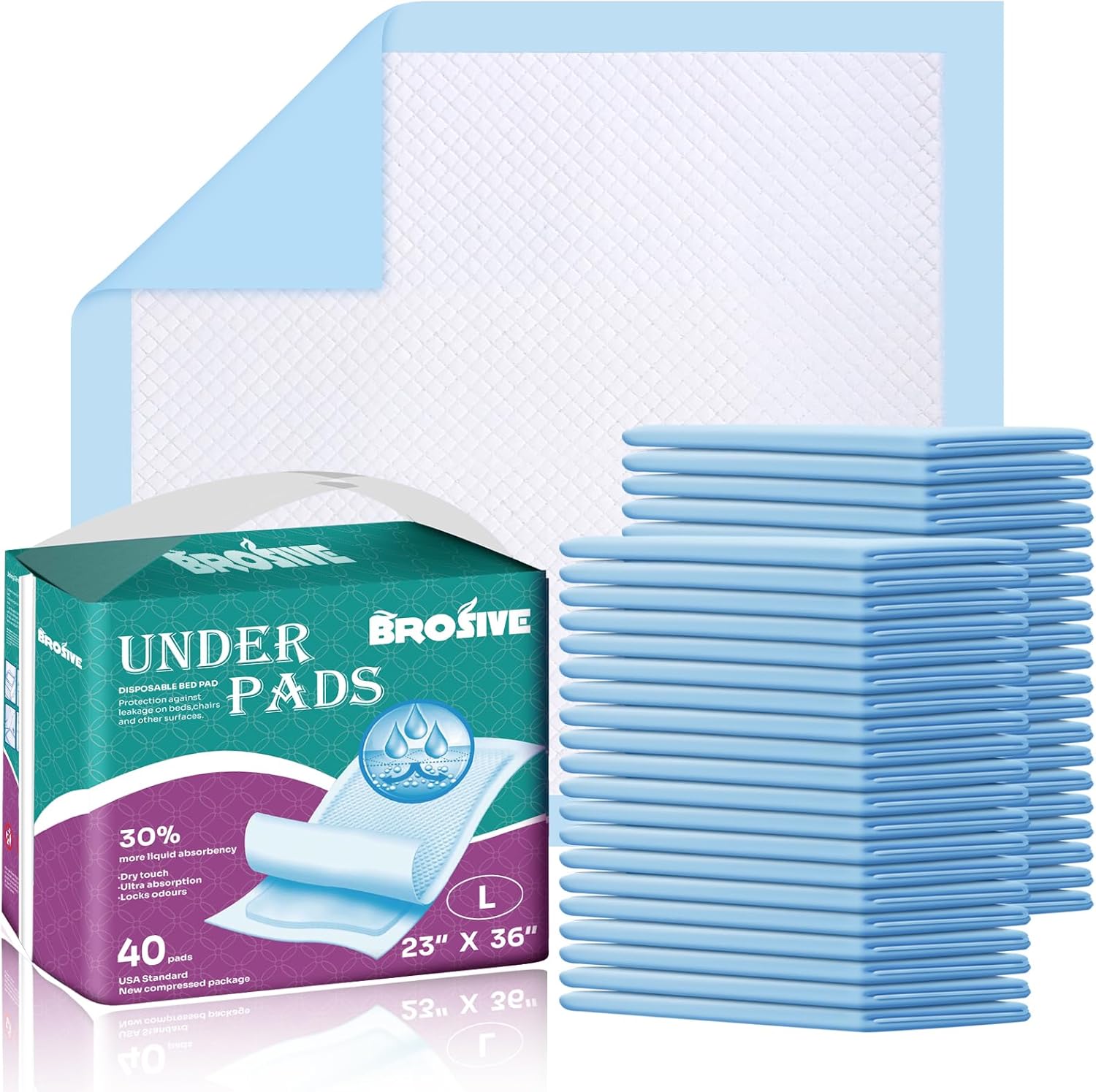 Brosive 23x36 Disposable Bed Pads 40 Count