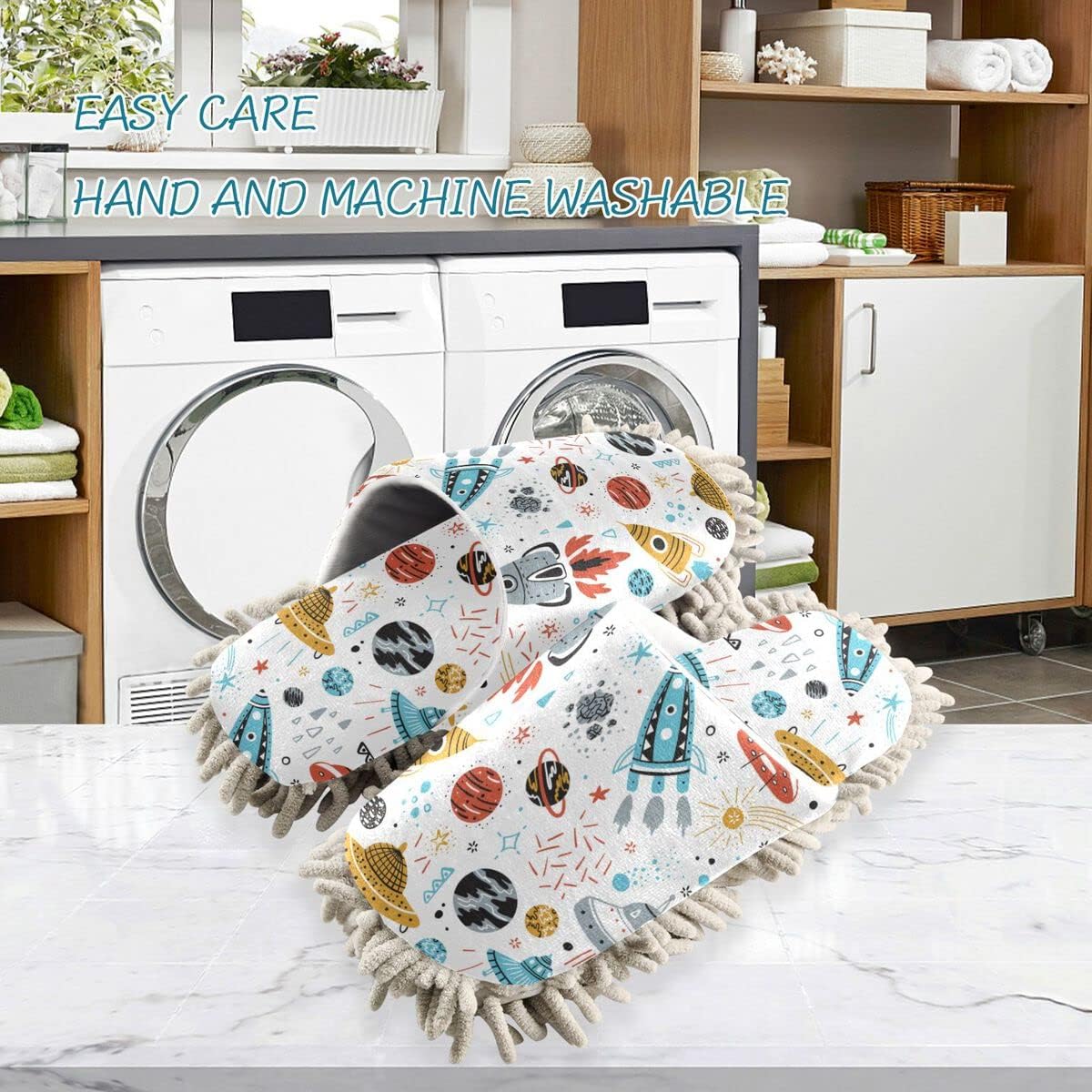 DOMIKING Mop House Slippers for Women and Men