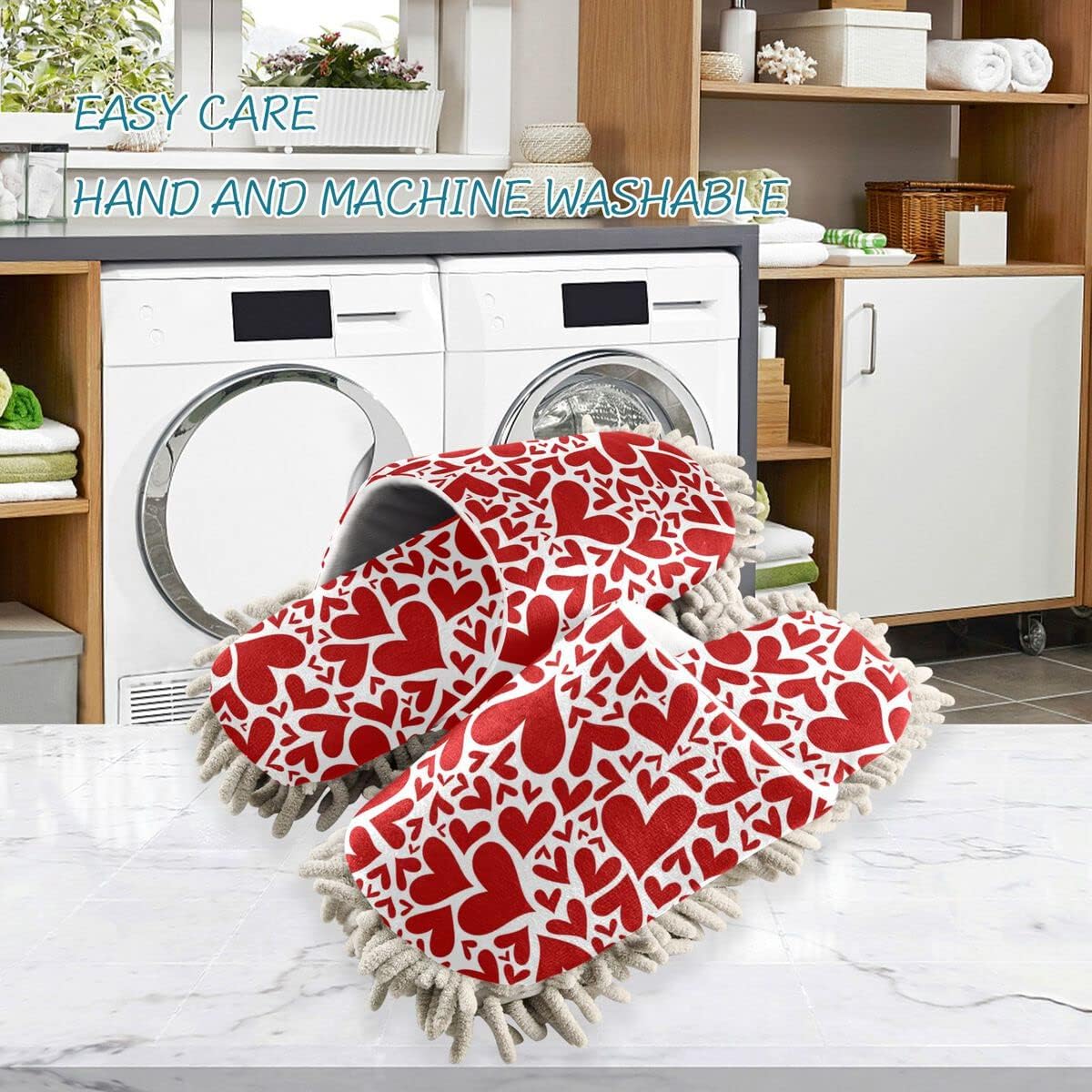DOMIKING Heart Shaped Cleaning Slippers for Women and Men