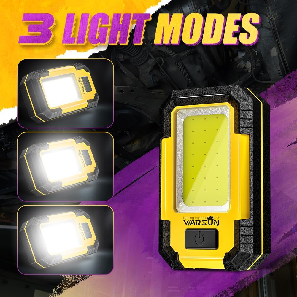 WARSUN Rechargeable LED Work Light 1200LM Bright Yellow
