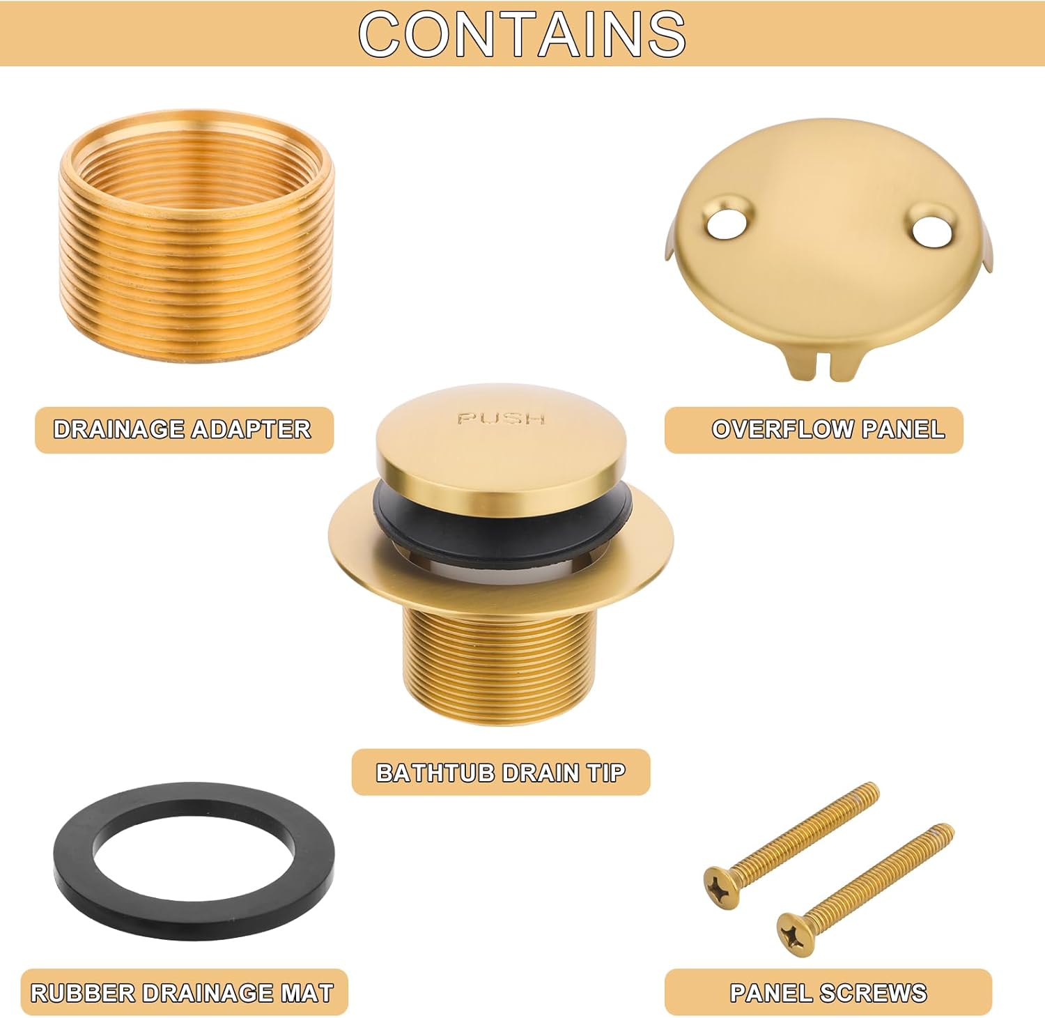 Universal Bath Tub Drain and Overflow Kit with All Metal Components 1