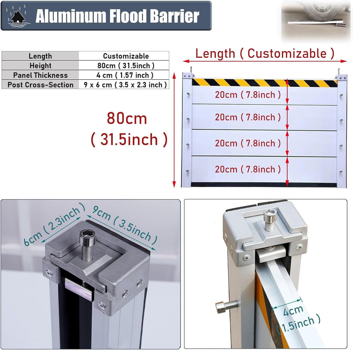 High Flood Control Baffle Underpass Entry Protection Barrier 31 High