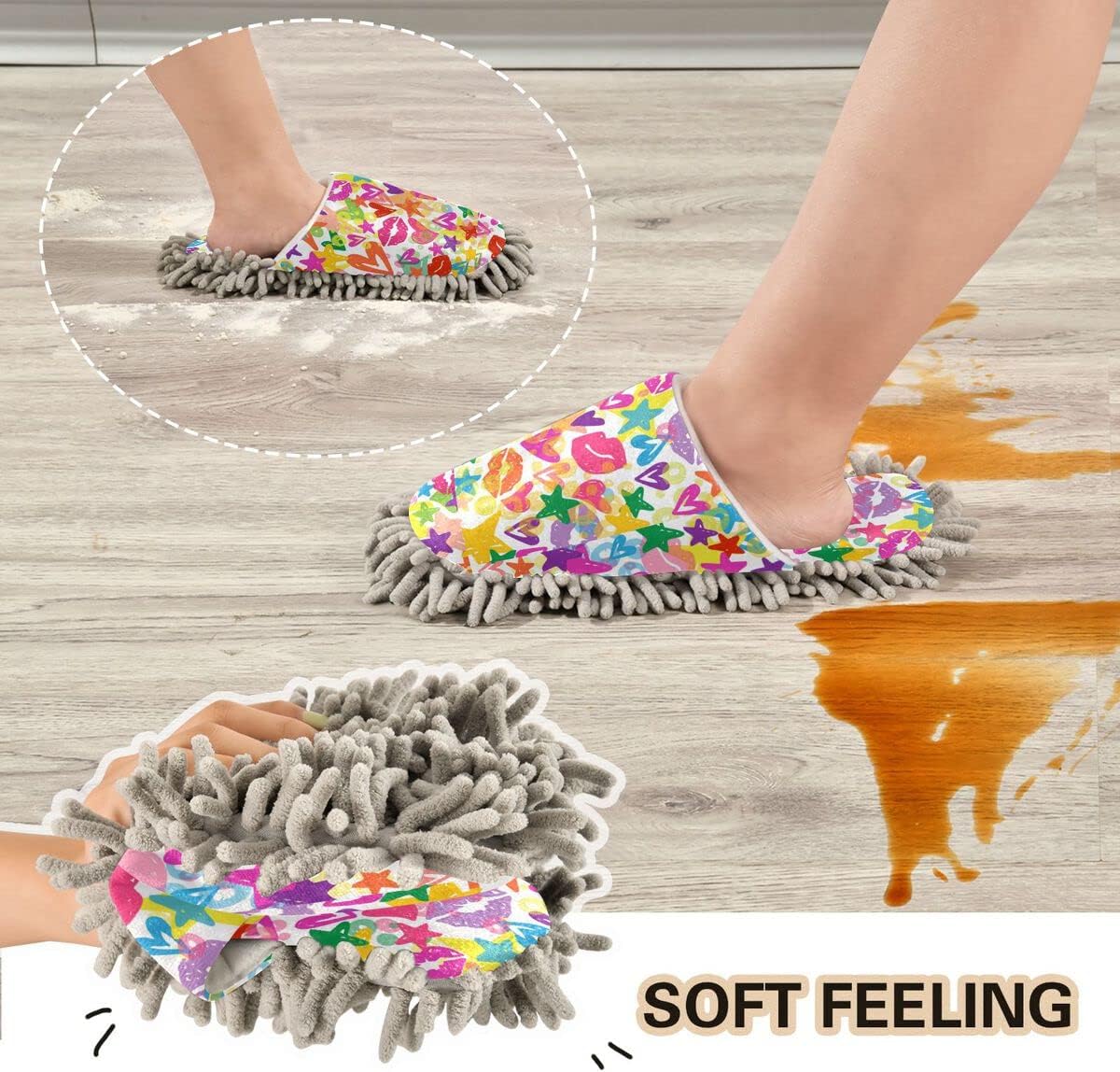 DOMIKING Mop Slippers with Microfiber Sole for Cleaning