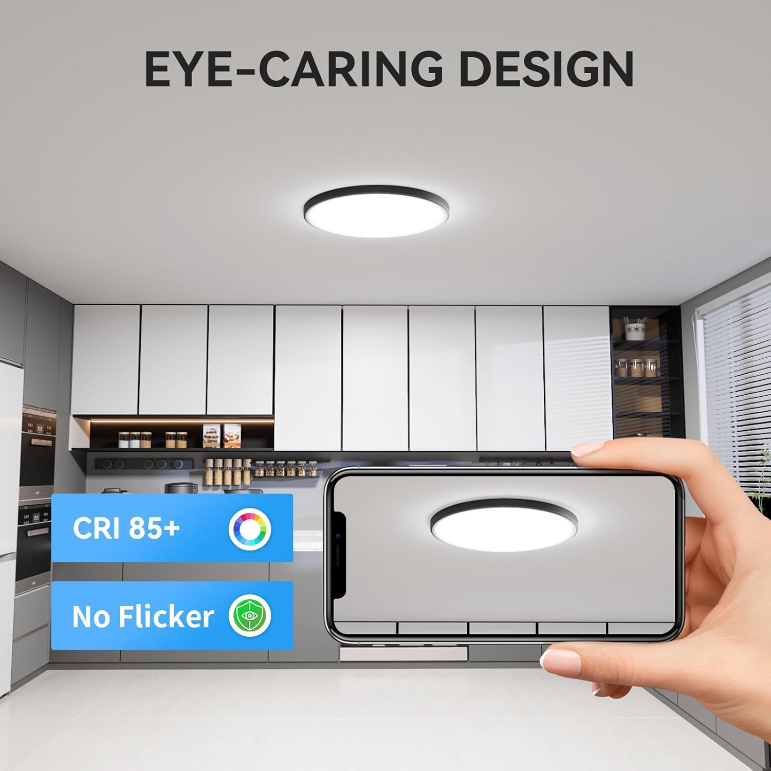 Super Bright 3200LM LED Flush Mount Light 8 Pack Black