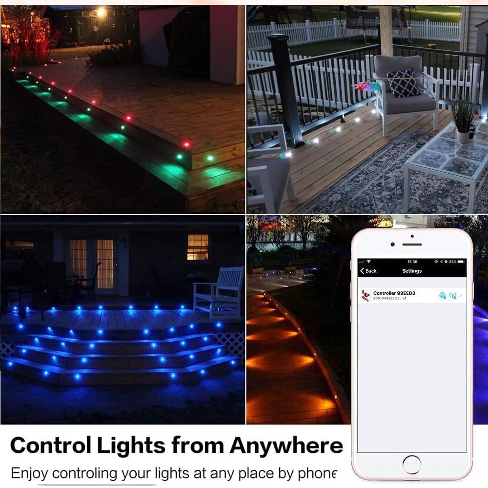 Sumaote 30pcs LED Deck Lights Kit Smart RGB Waterproof Outdoor Lighting