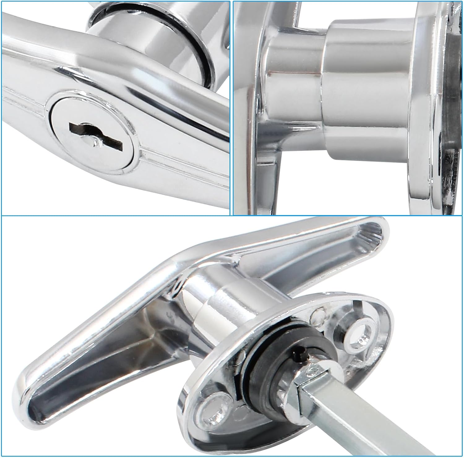 Bonsicoky Garage Door T-Handle Lock with 2 Keys - Silver