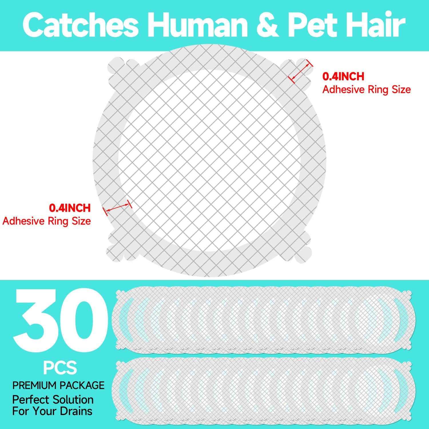 30 Pack Disposable Hair Catcher for Drains and Sinks