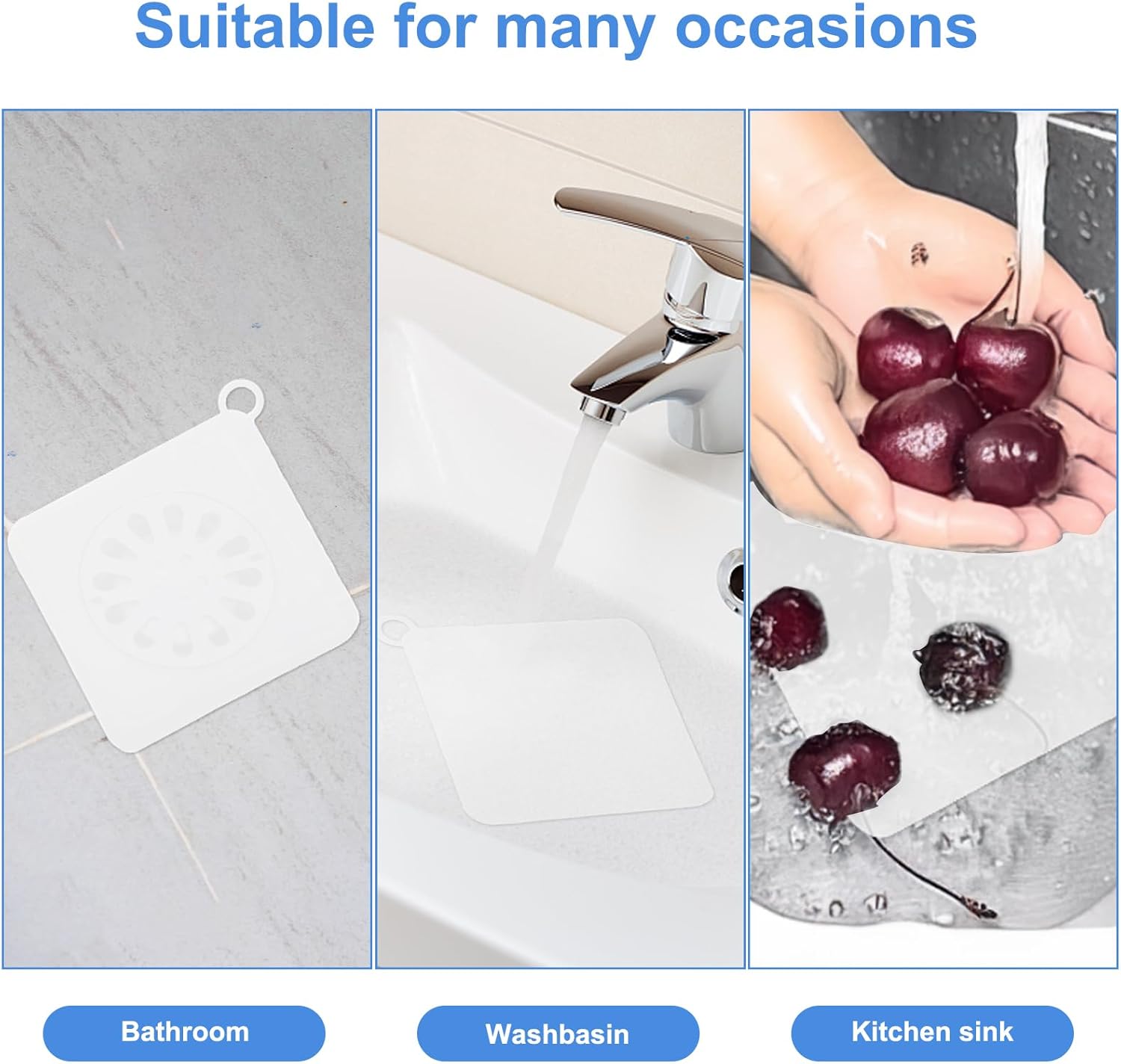 Abeillo 2 Pcs Silicone Drain Cover Set for Shower Bathtub Kitchen Sink